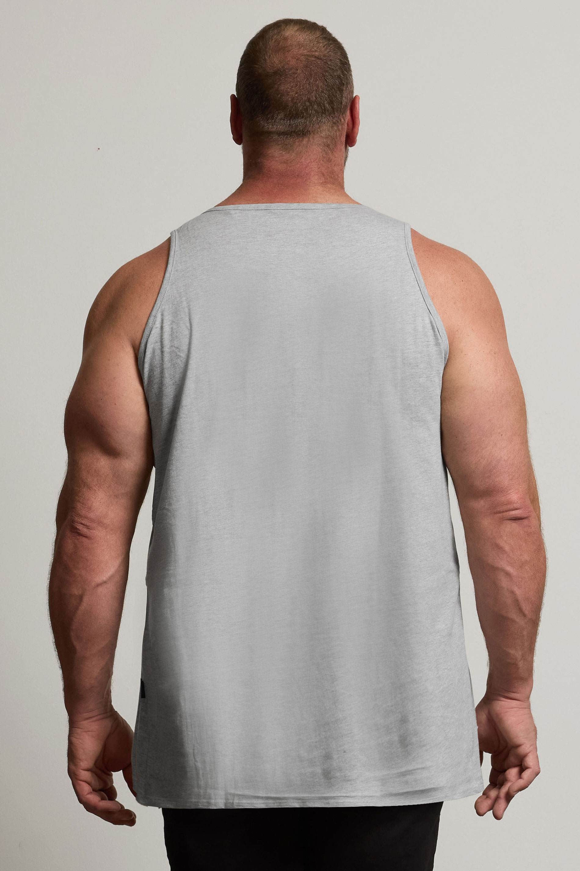 BadRhino Big & Tall Grey Marl Extra Long Plain Vest Top | BadRhino 2