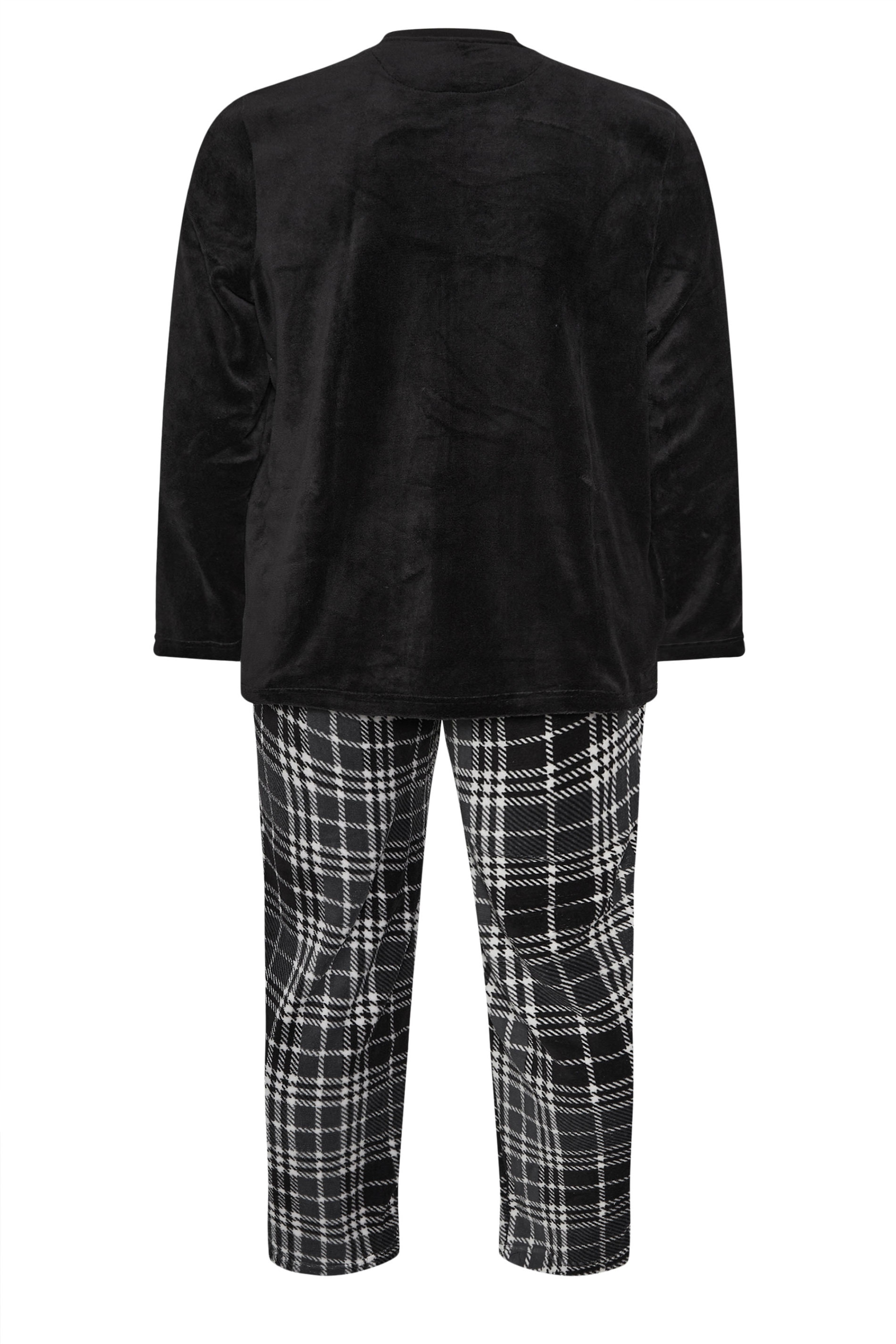 BadRhino Big & Tall Black Check Fleece Lounge Set | BadRhino 5