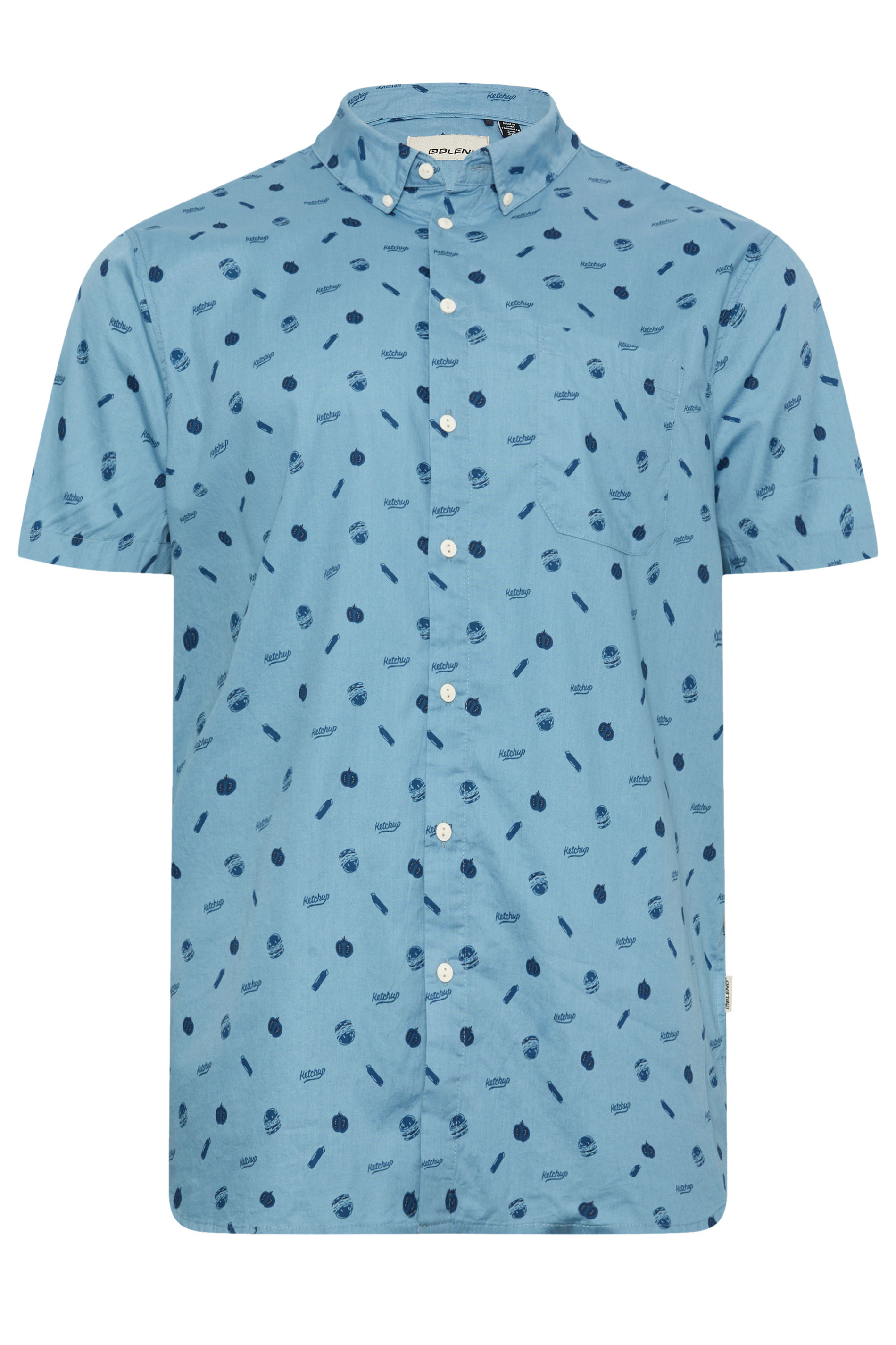 BLEND Big & Tall Blue Hamburger Print Short Sleeve Shirt | BadRhino 3