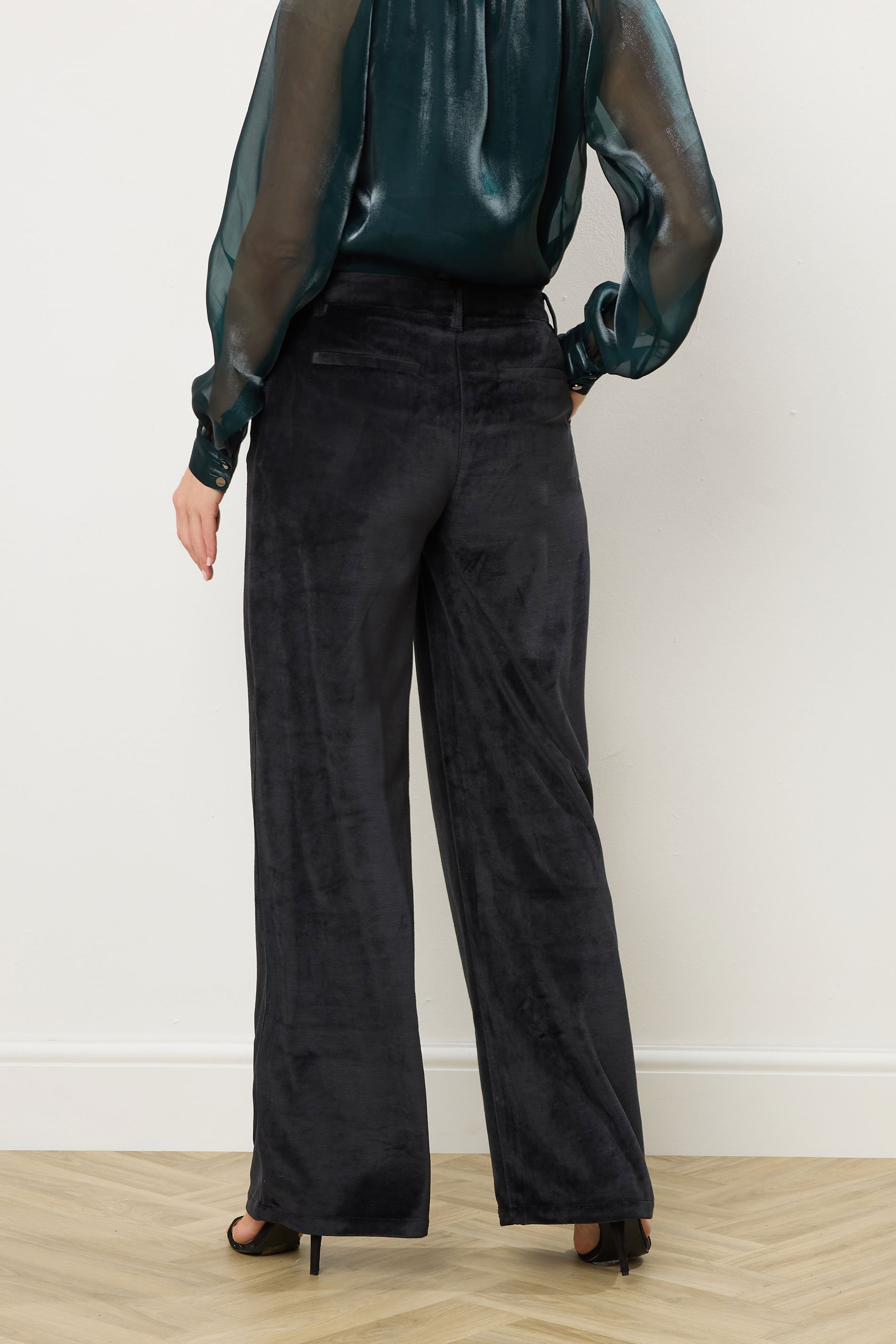 LTS Tall Black Velvet Palazzo Trousers | Long Tall Sally 4