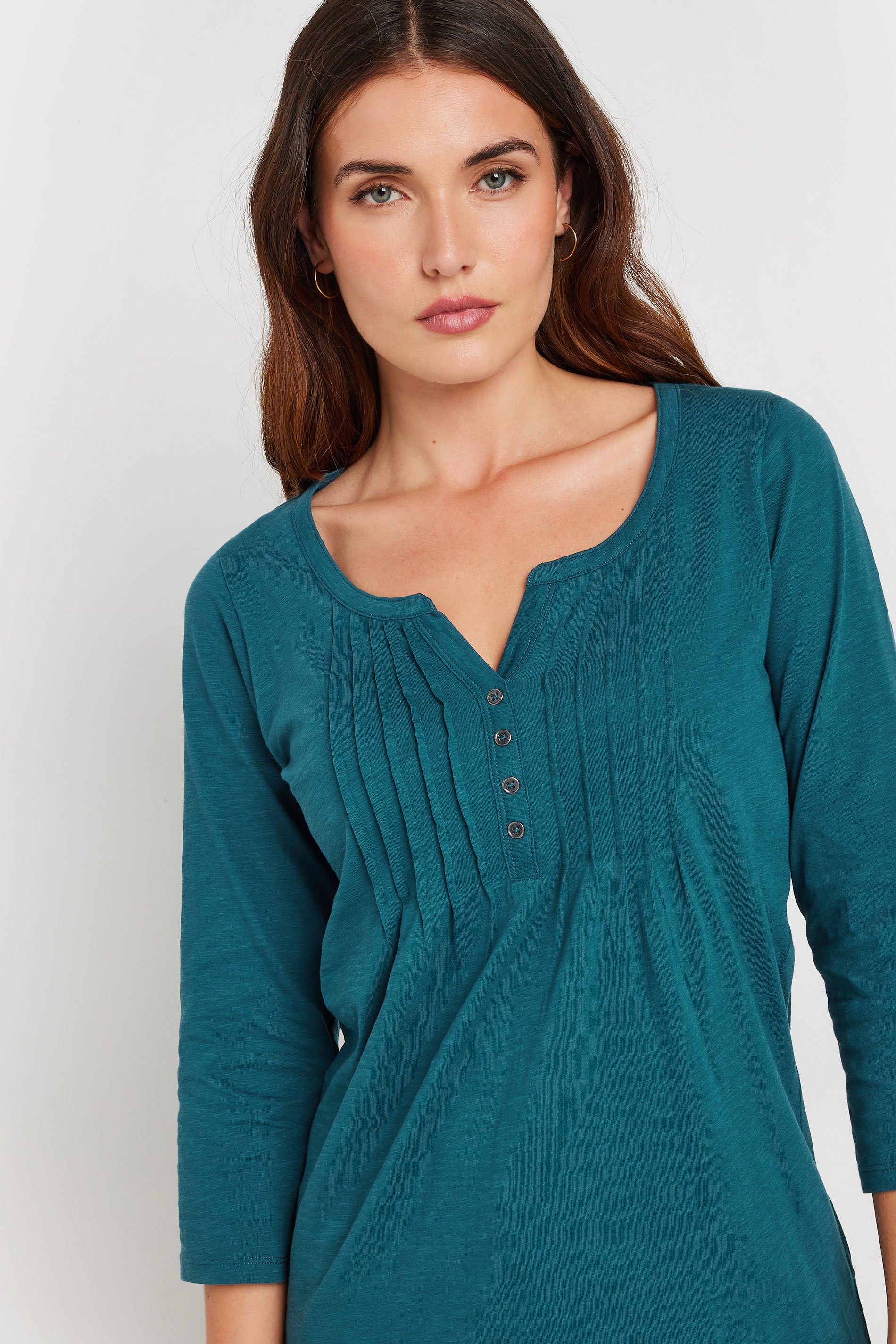 LTS Tall 2 PACK Charcoal Grey & Teal Blue Henley Tops | Long Tall Sally 6