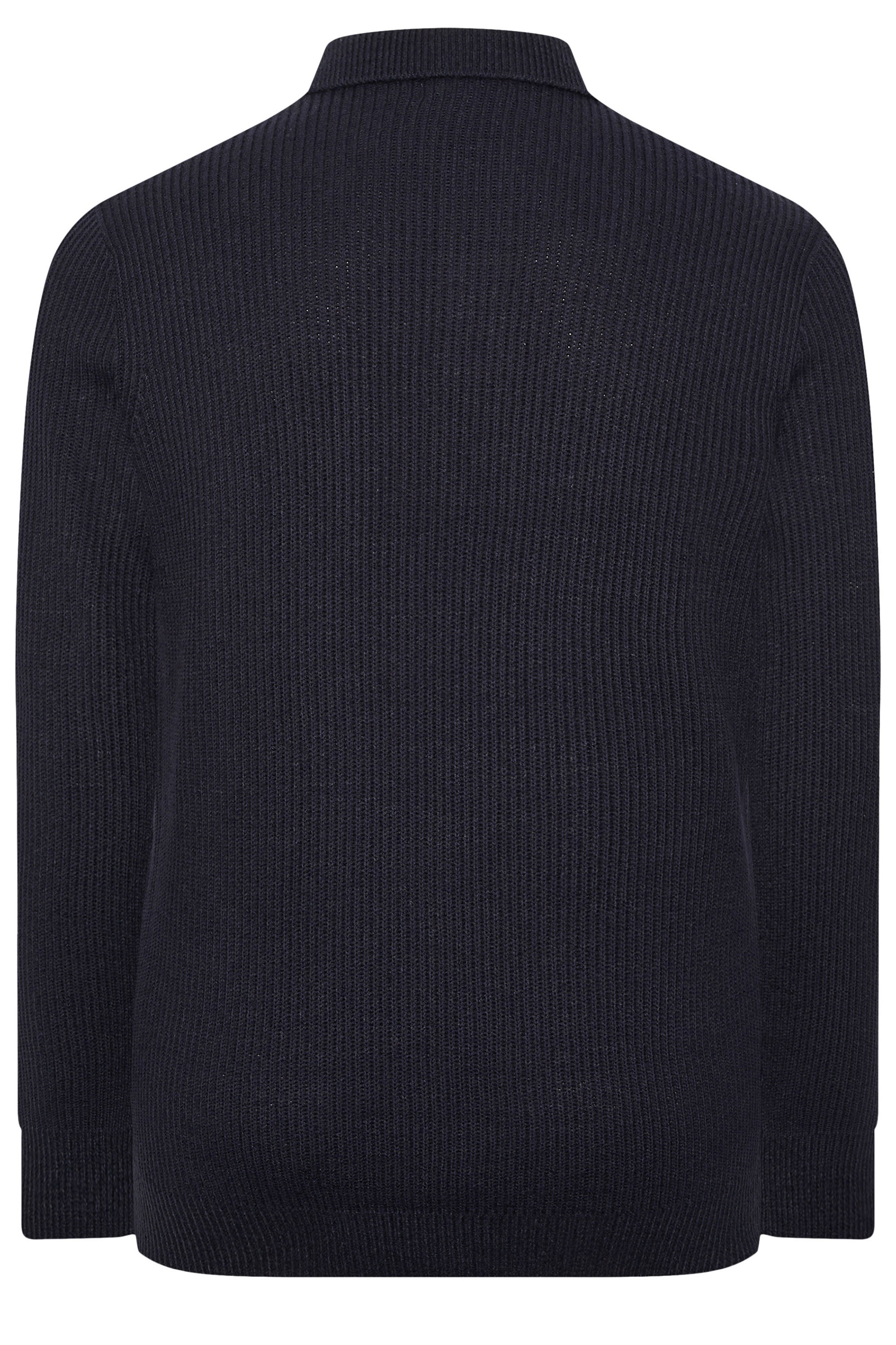 BadRhino Big & Tall Navy Blue Chunky Knit Collared Jumper | BadRhino 7