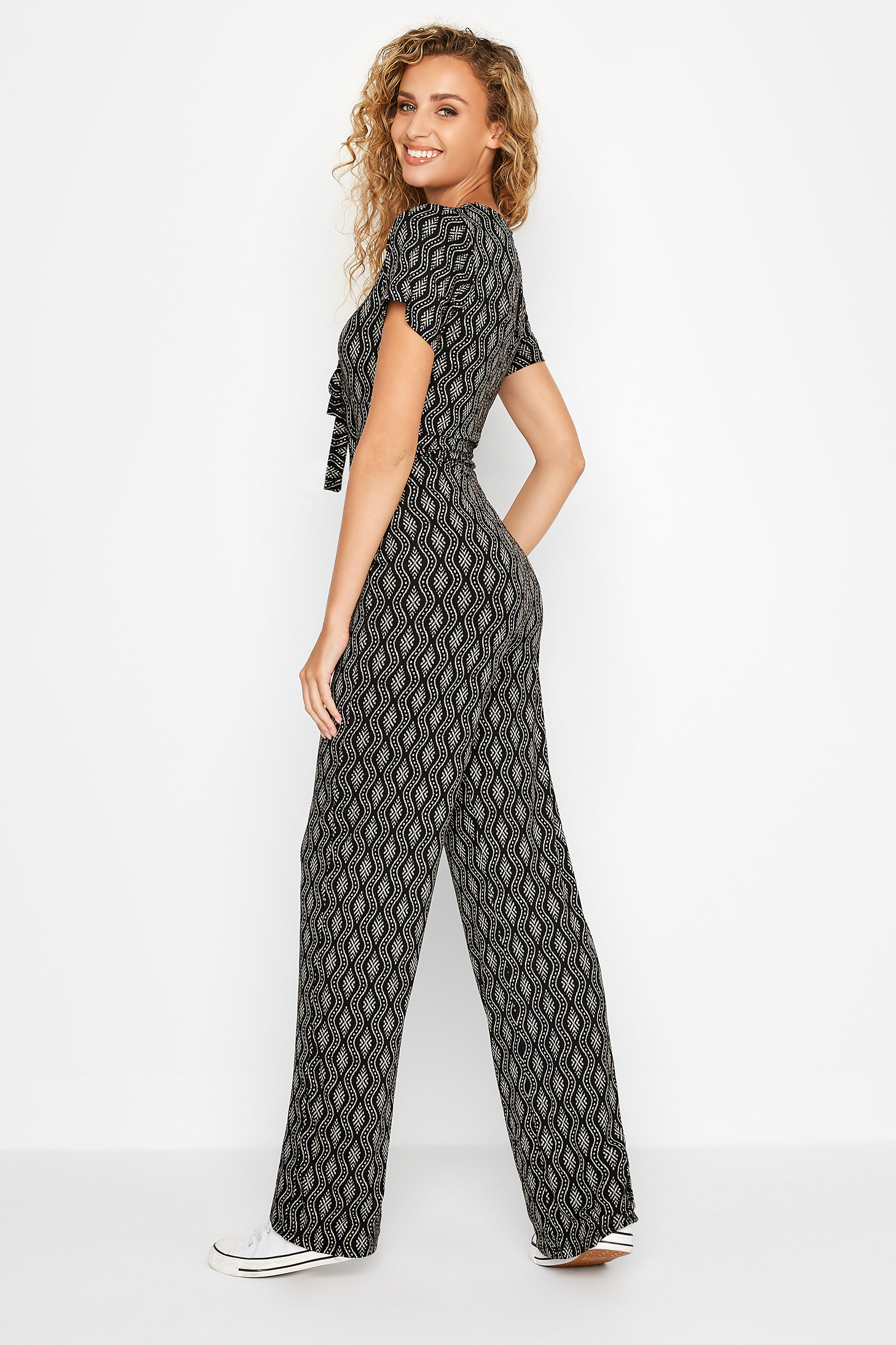 LTS Tall Women's Black Geometric Print Jumpsuit | Long Tall Sally 3