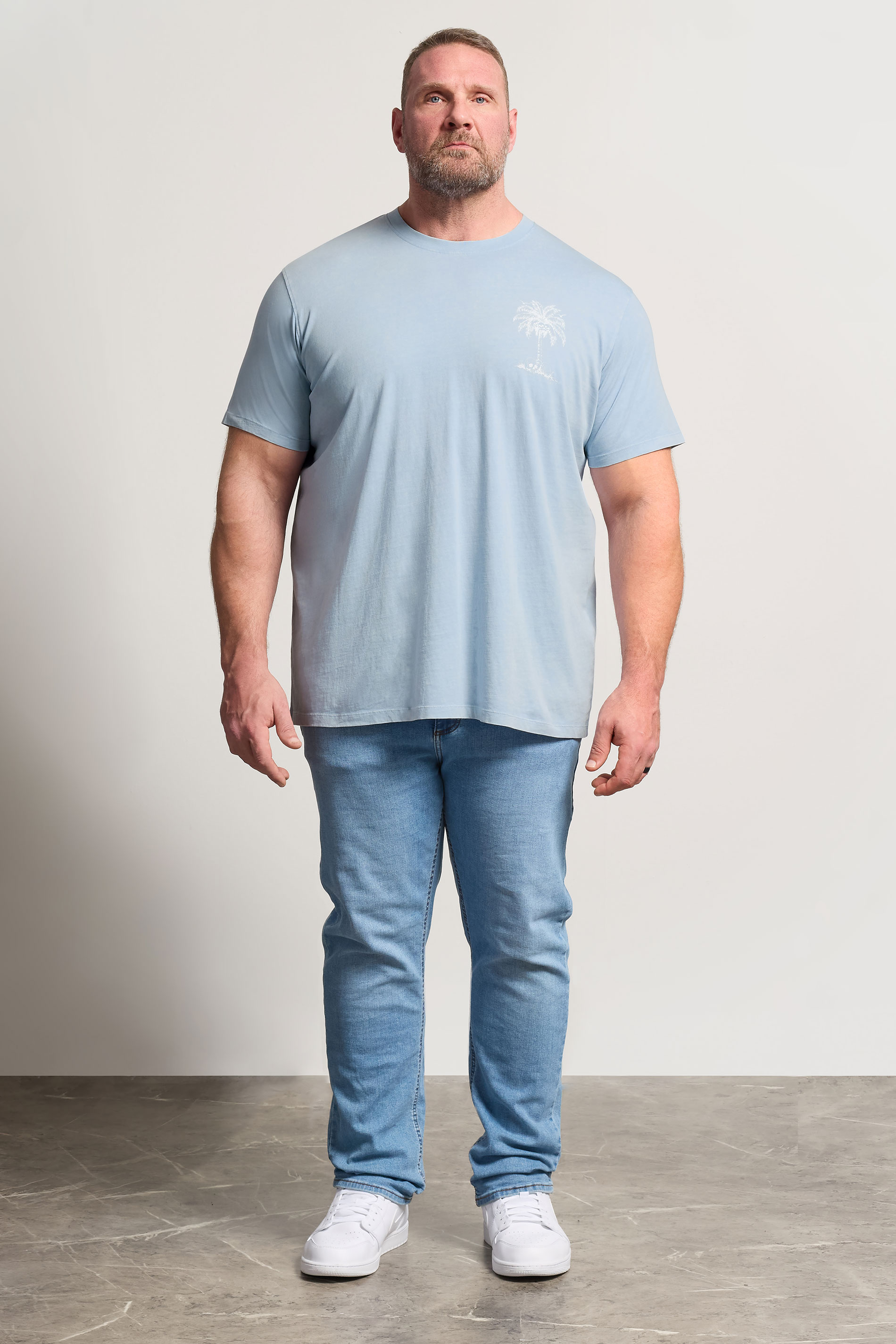 BadRhino Big & Tall Light Blue Acid Wash Graphic T-Shirt | BadRhino 2