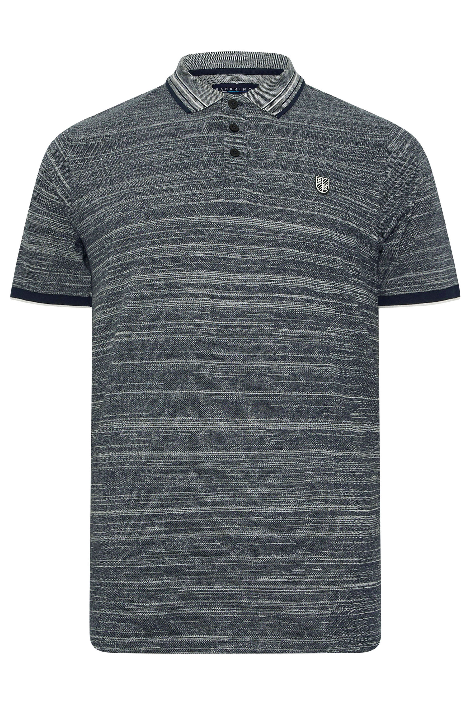 BadRhino Big & Tall Navy Blue Jacquard Polo Shirt | BadRhino 6