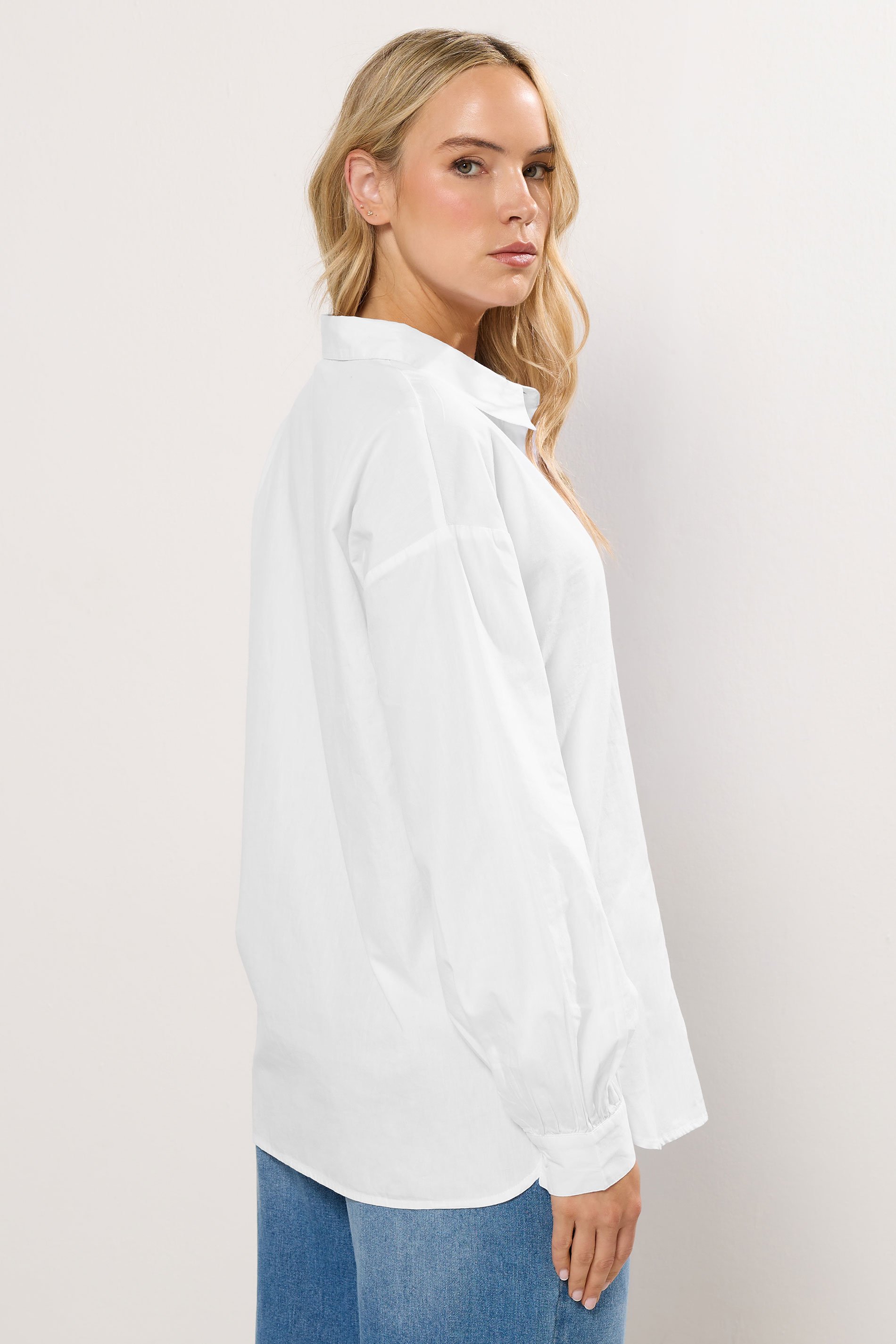 LTS Tall White Plain Cotton Shirt | Long Tall Sally 3