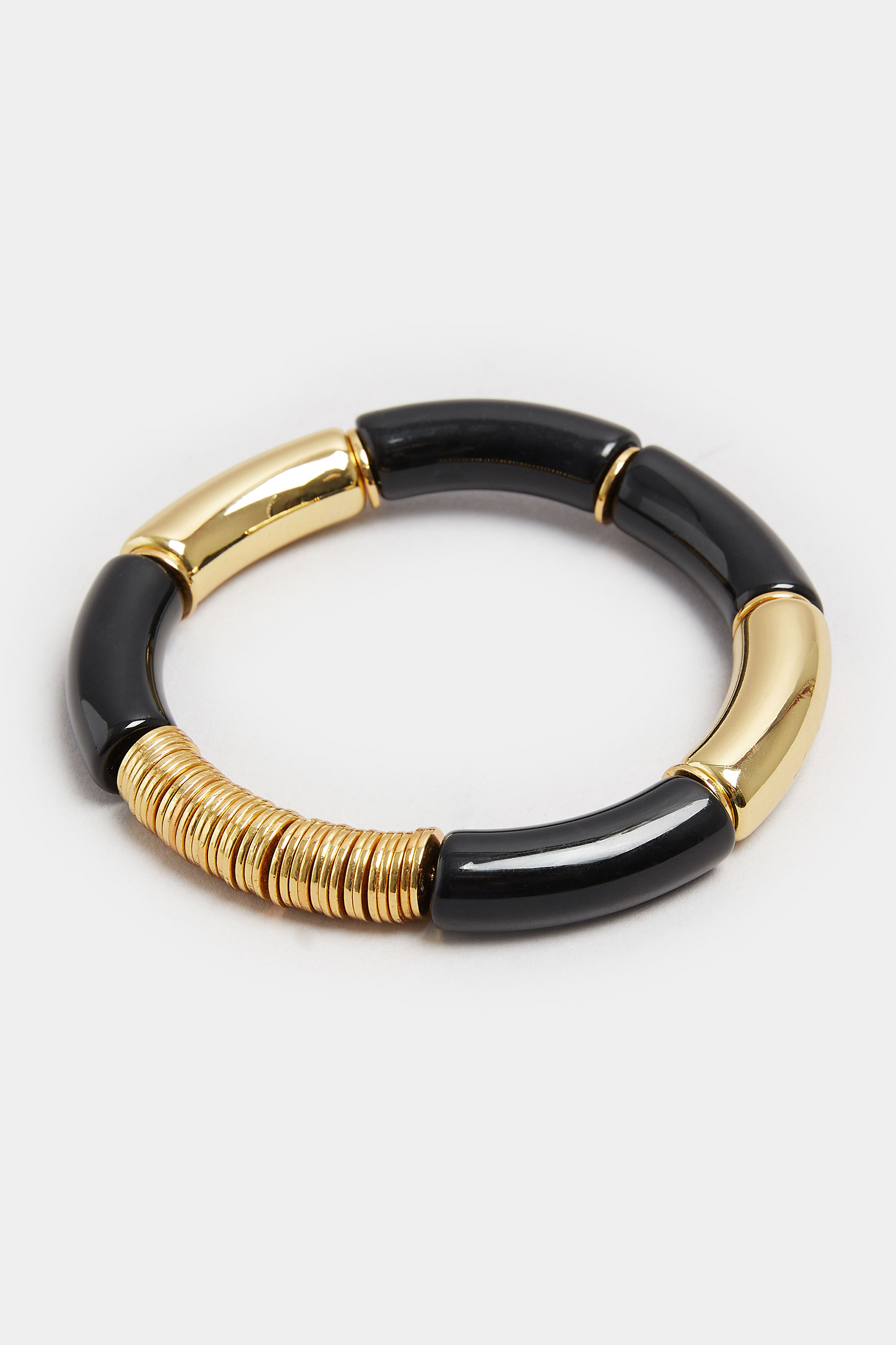 Gold Tone Beaded Link Stretch Bracelet | Yours Clothing 2