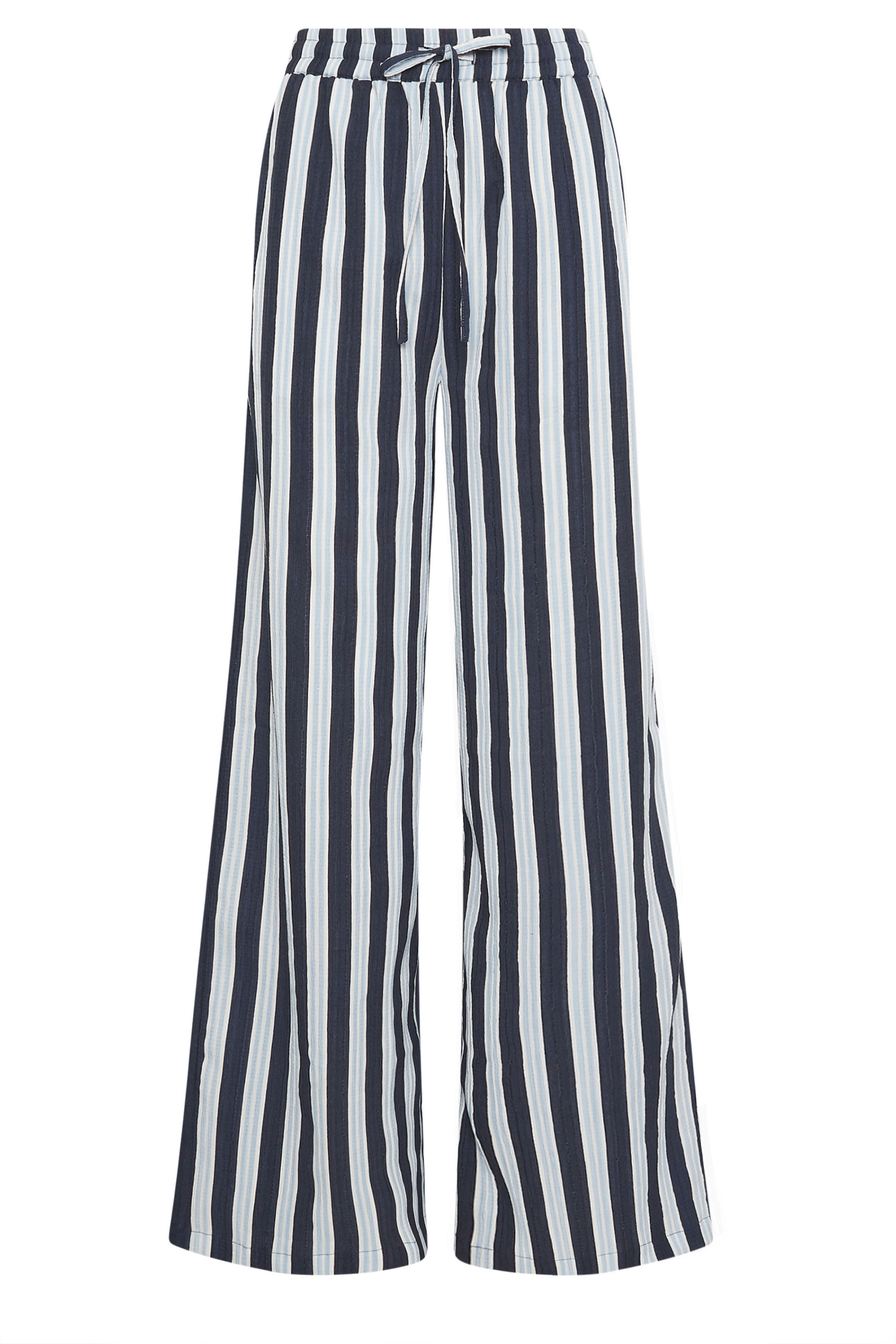 LTS Tall Women's Blue Stripe Textured Wide Leg Trousers | Long Tall Sally  6