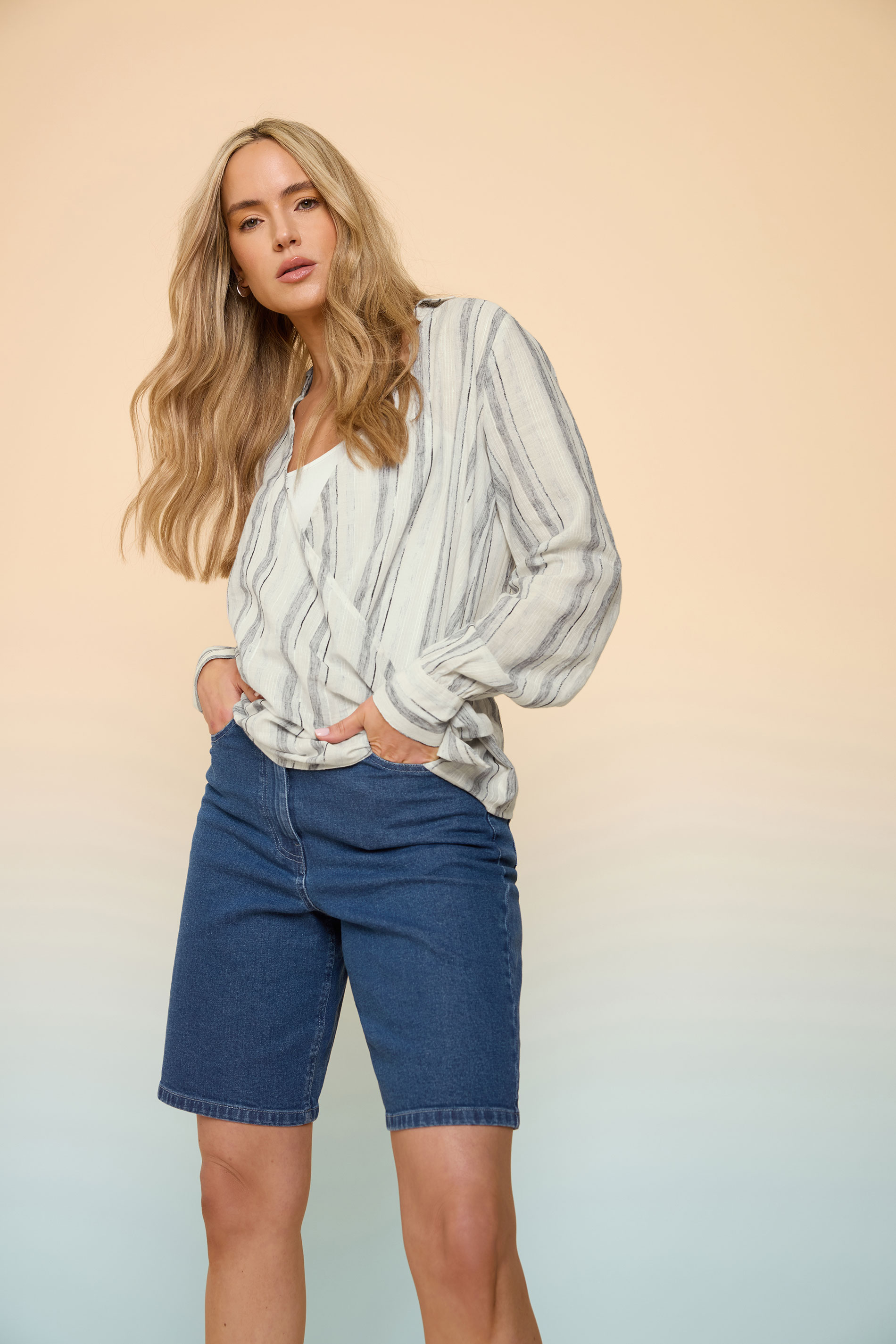 LTS Tall Light Blue Woven Wrap Shirt | Long Tall Sally 2