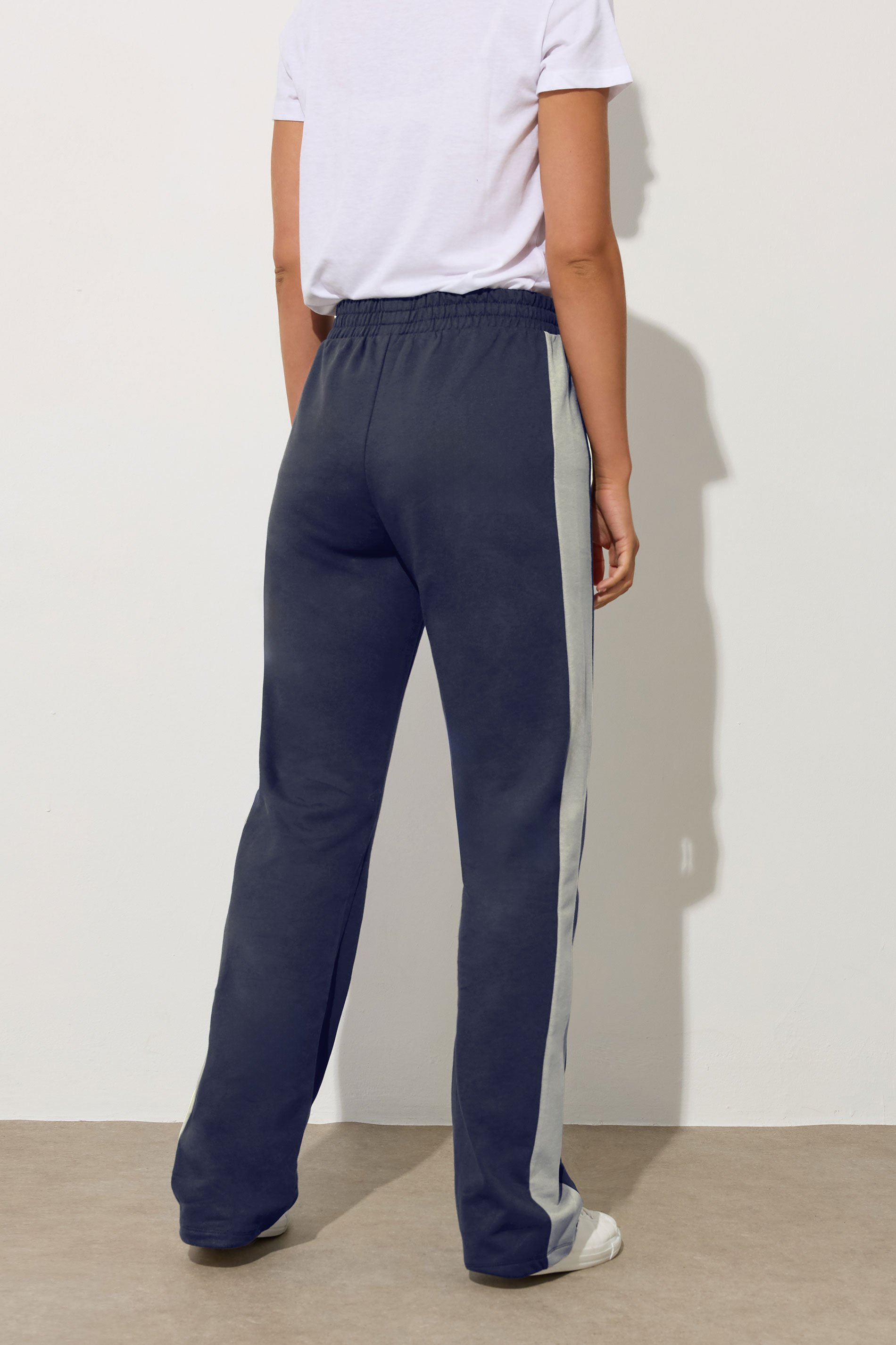 LTS Tall Navy Blue Side Stripe Fitted Straight Leg Joggers | Long Tall Sally 3