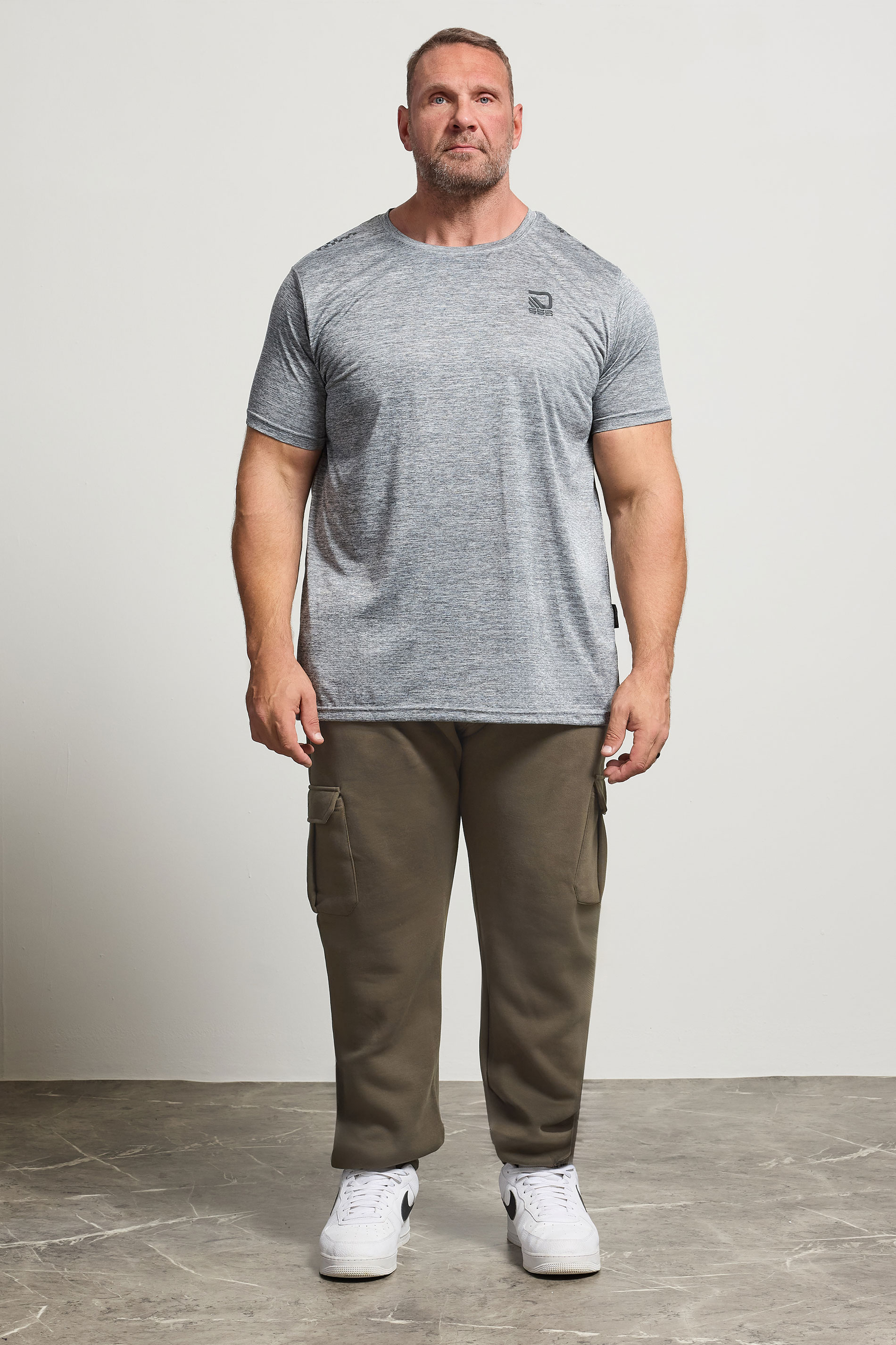 D555 Big & Tall Khaki Green Cargo Cuffed Joggers | BadRhino 2