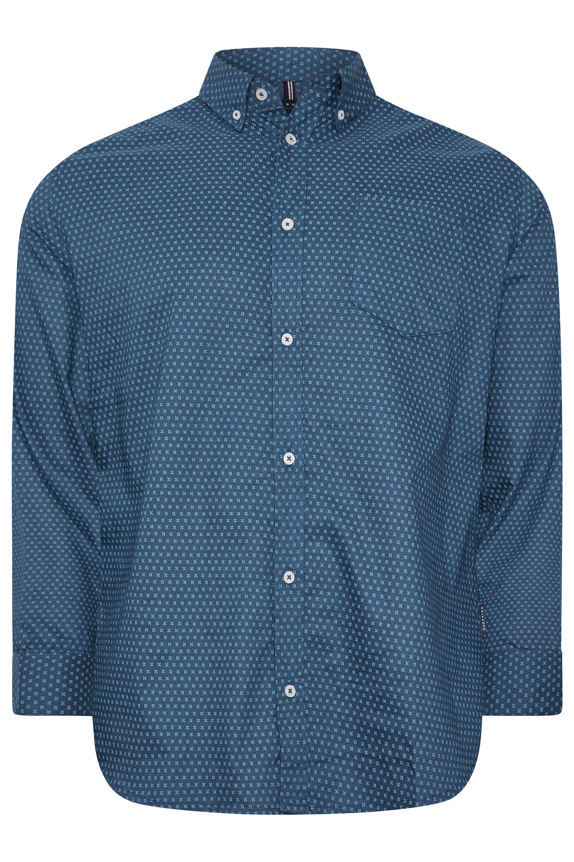 BadRhino Big & Tall Blue Geometric Print Party Shirt | BadRhino 6