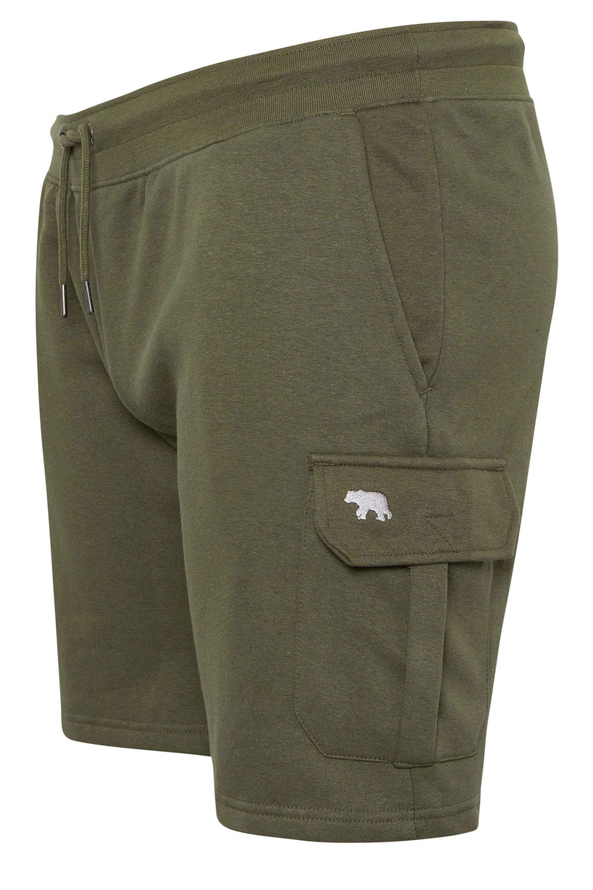 D555 Big & Tall Khaki Green Fleece Lined Cargo Shorts | BadRhino 5