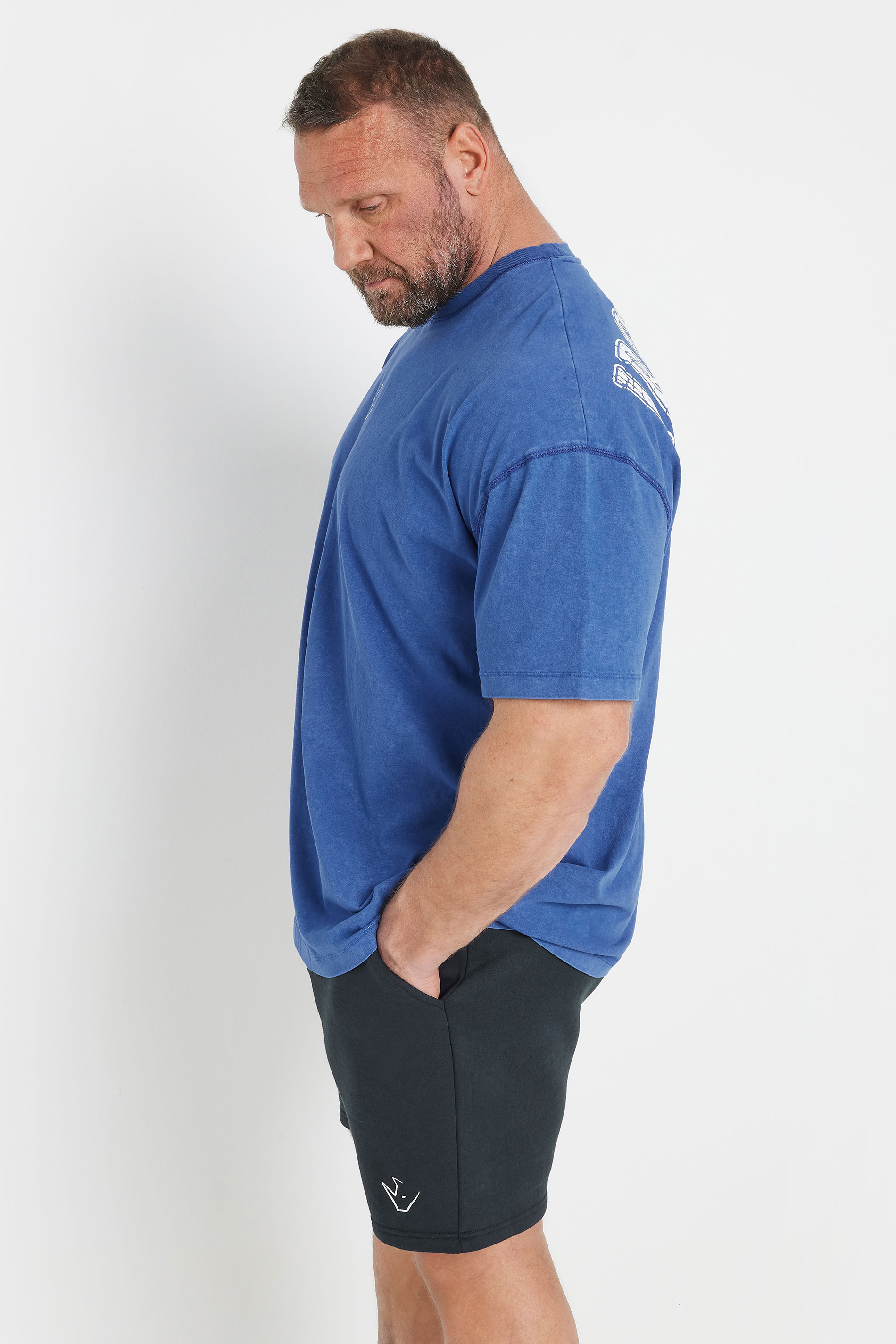 IronRhino Big & Tall Blue Acid Wash 'Barbell Club' T-Shirt | BadRhino 5