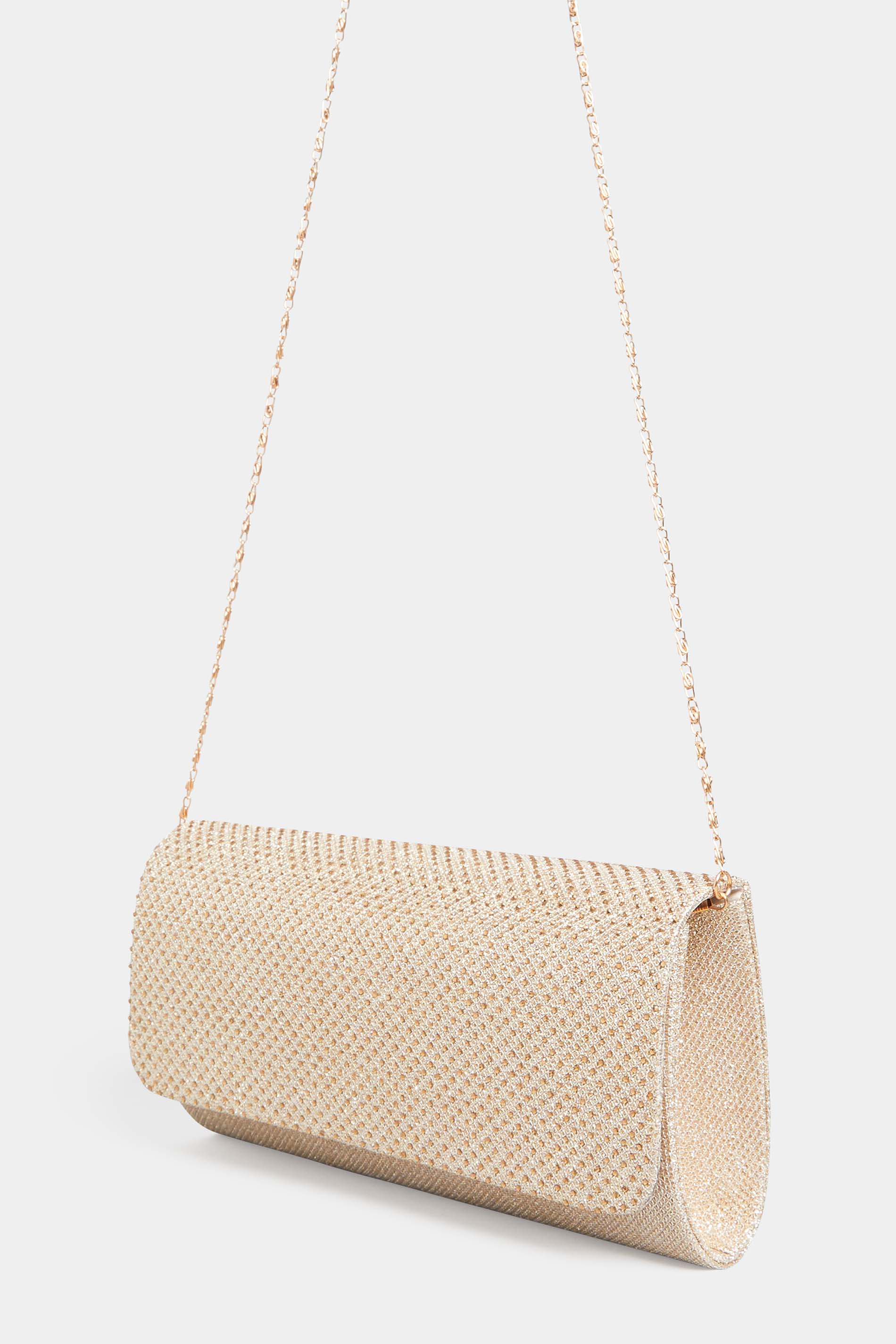 Rose Gold Diamante Clutch Bag | Yours Clothing 2