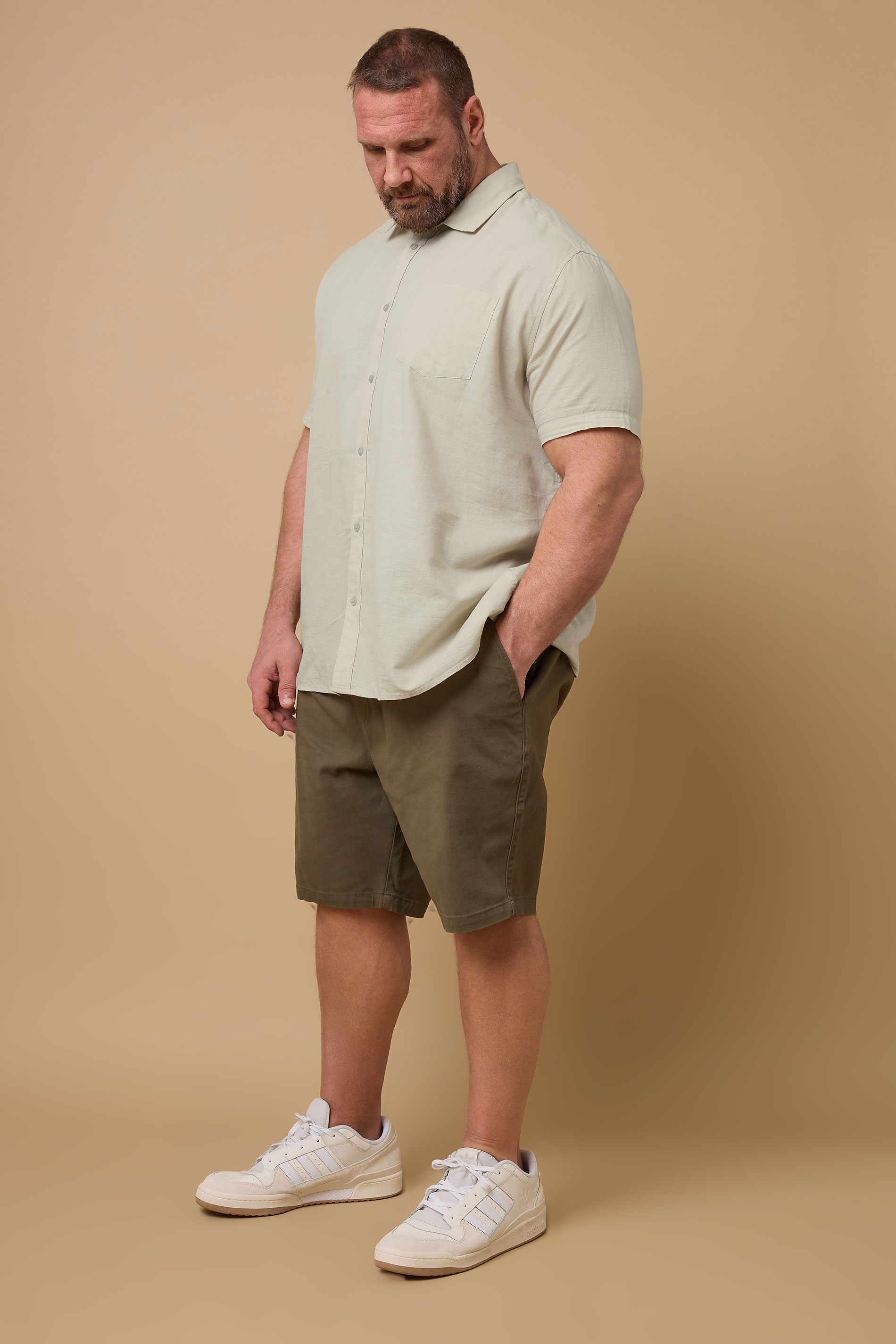 BadRhino Big & Tall Stone Brown Linen Shirt | BadRhino 3
