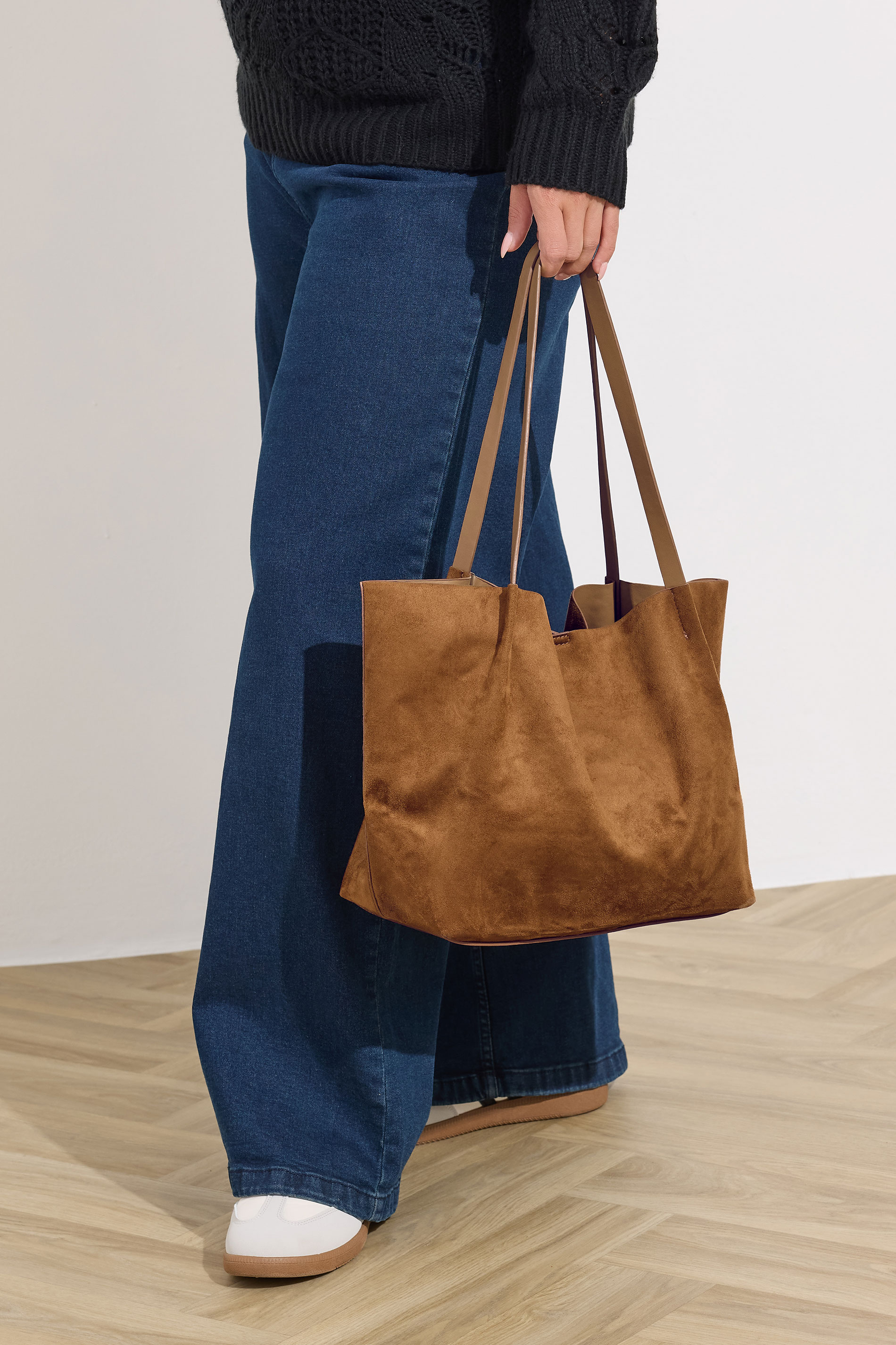 Brown Faux Suede Oversize Tote Bag | Yours Clothing 5