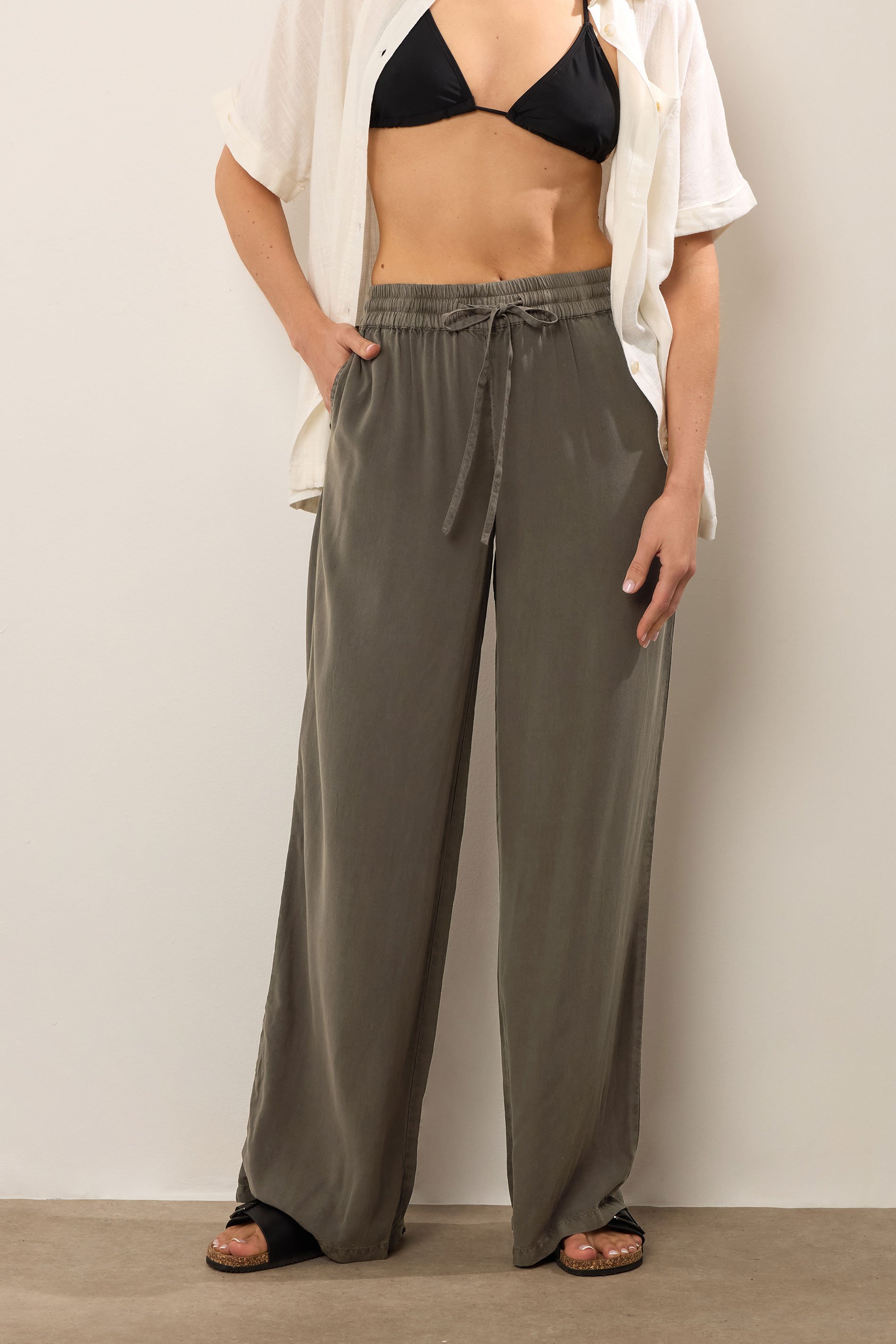 LTS Tall Womens Chocolate Brown Acid Wash Wide Leg Trousers | Long Tall Sally 2
