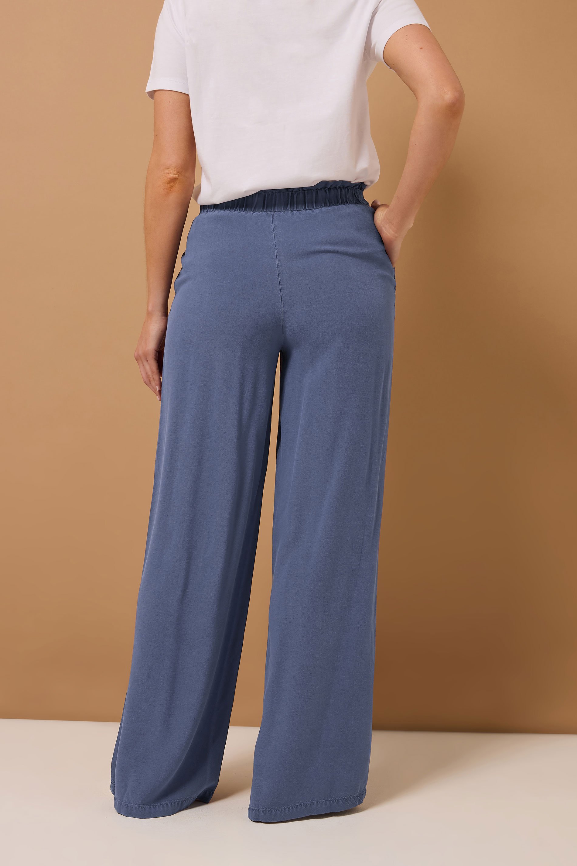 LTS Tall Blue Acid Wash Wide Leg Trousers | Long Tall Sally 5