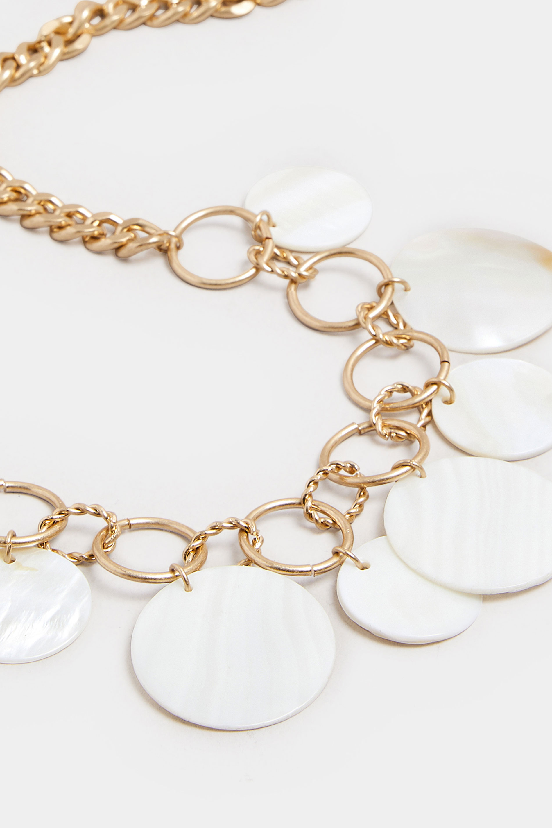 Gold Tone Shell Disc Chain Necklace | Yours Clothing 3