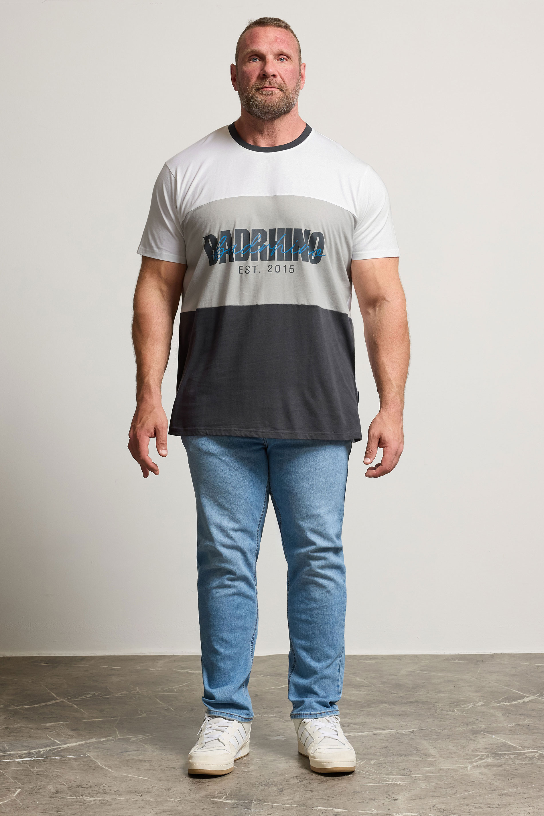 BadRhino Big & Tall Grey Cut & Sew Scripted T-Shirt | BadRhino 2