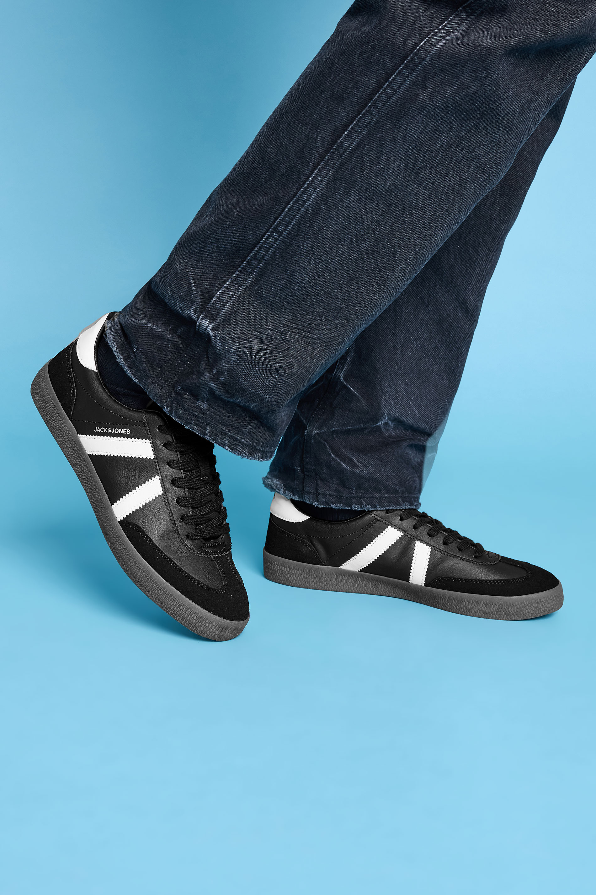 JACK & JONES Black PU Trainers | BadRhino 1