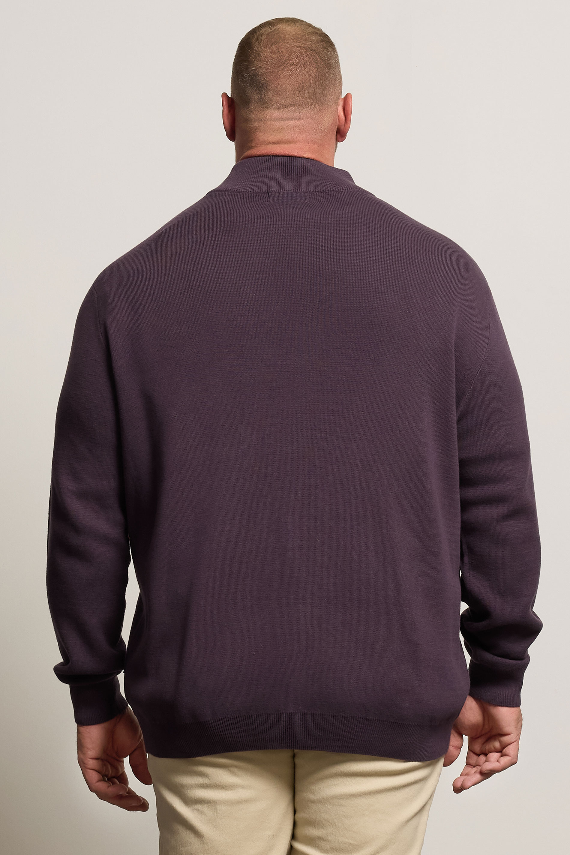 BadRhino Big & Tall Plum Purple Milano Quarter Zip Jumper | BadRhino 3