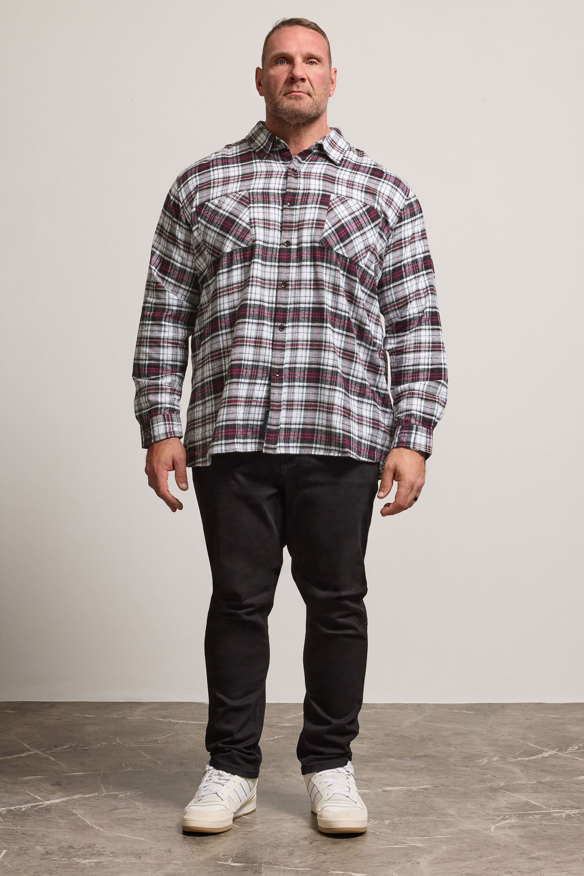 BadRhino Big & Tall Black Check Print Long Sleeve Flannel Shirt | BadRhino 2