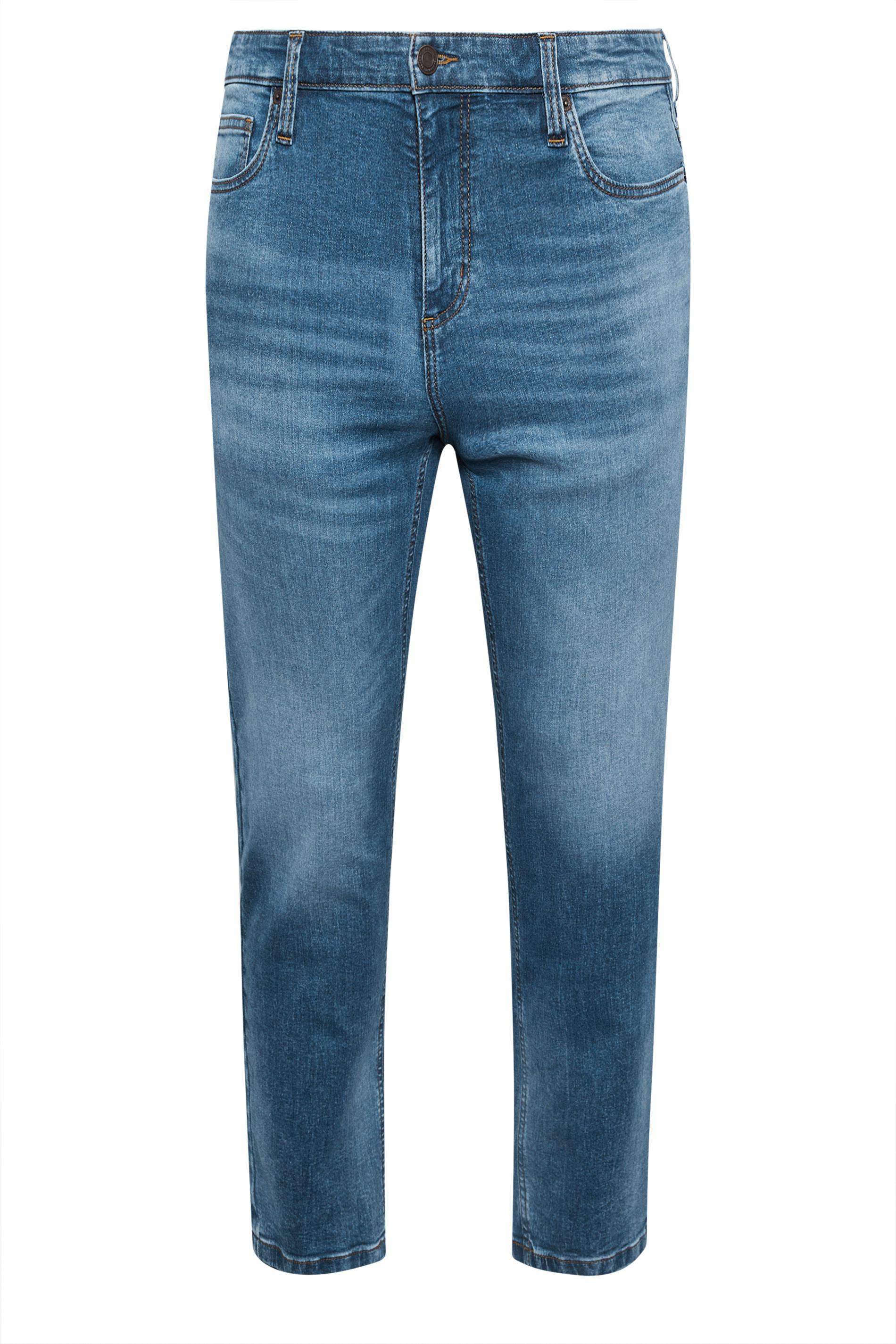 BadRhino Big & Tall Blue Washed Straight Leg Stretch Jeans | BadRhino 7