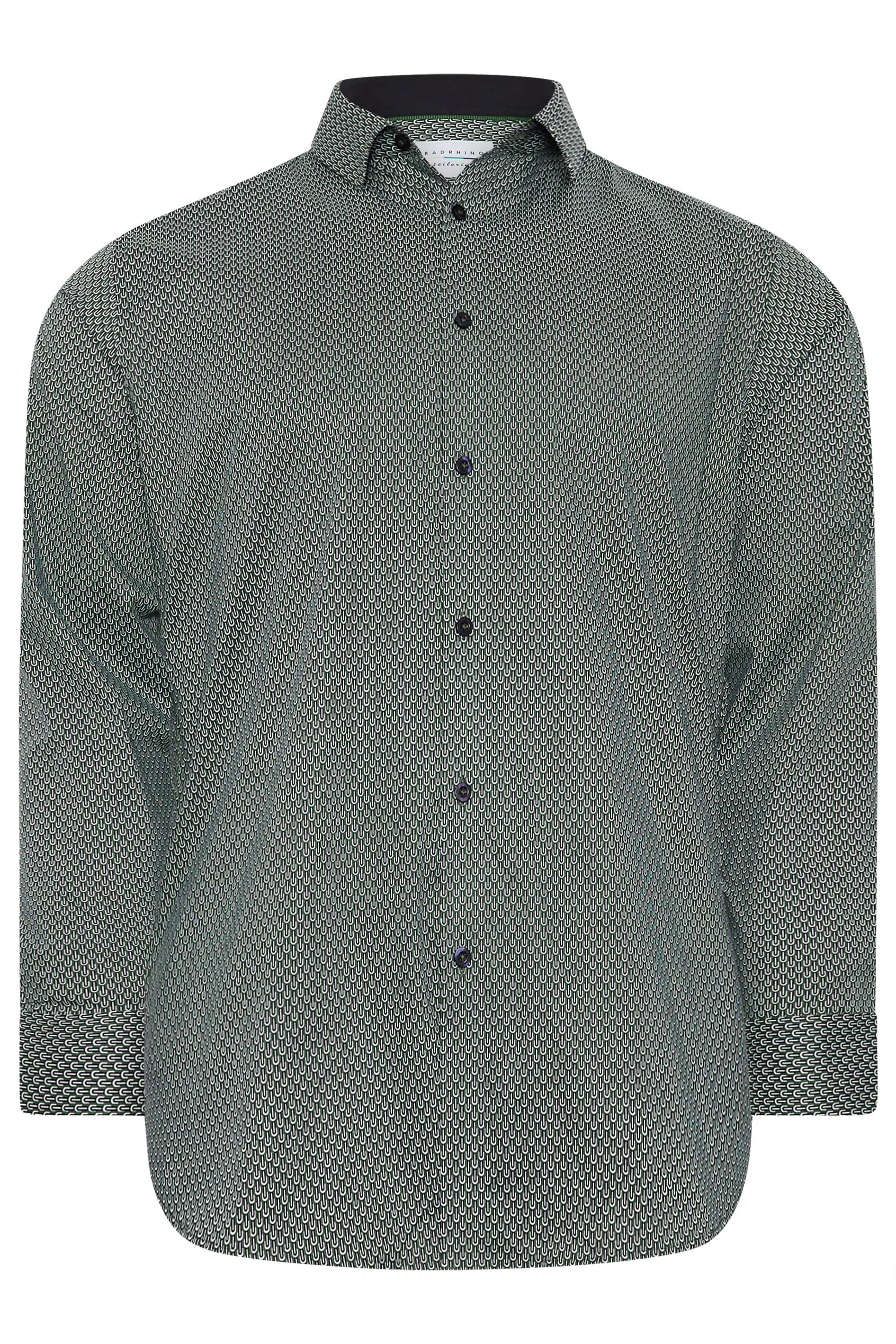 BadRhino Tailoring Big & Tall Green Geometric Print Formal Shirt | BadRhino 6