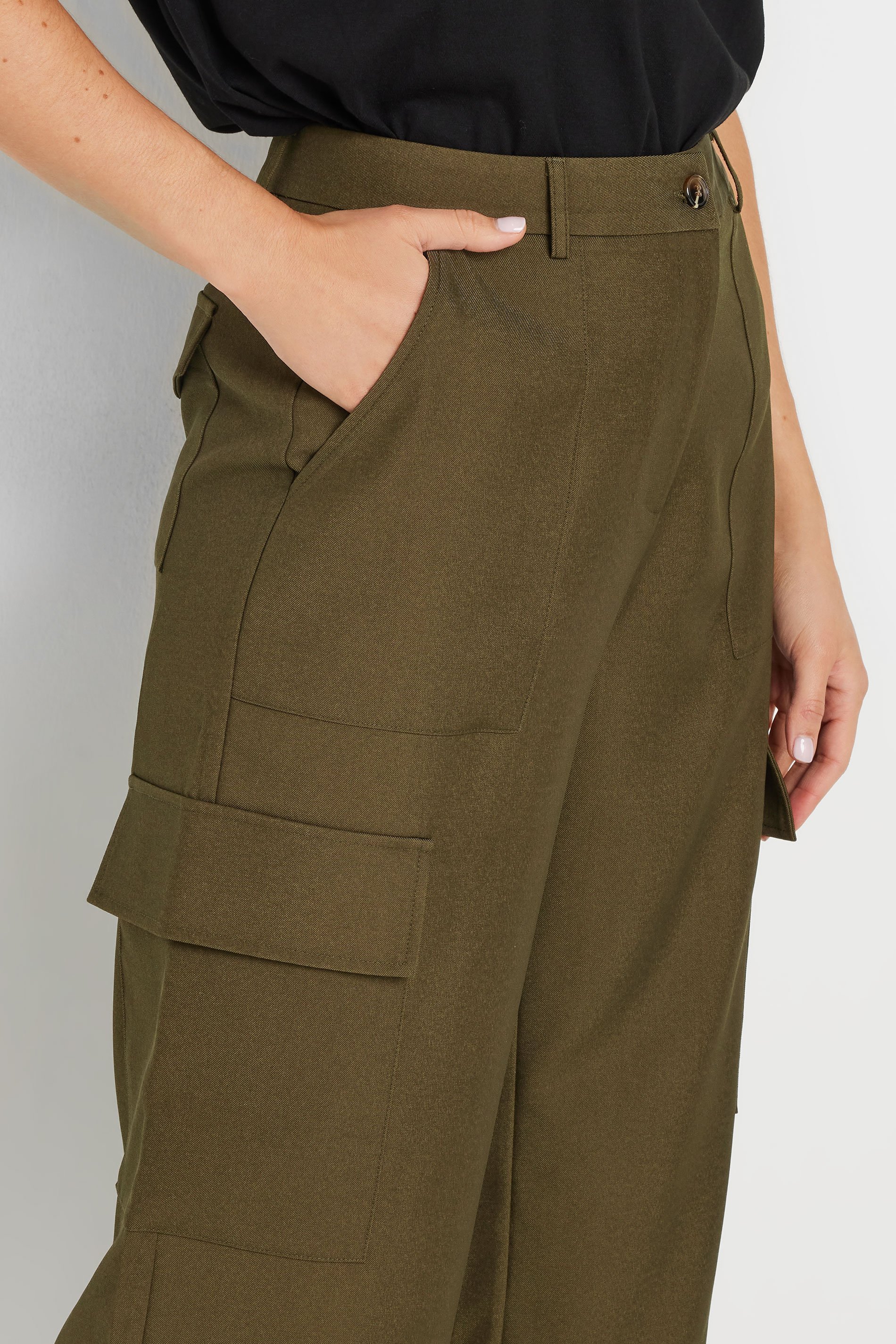 LTS Tall Khaki Green Tailored Cargo Pocket Trousers | Long Tall Sally 5
