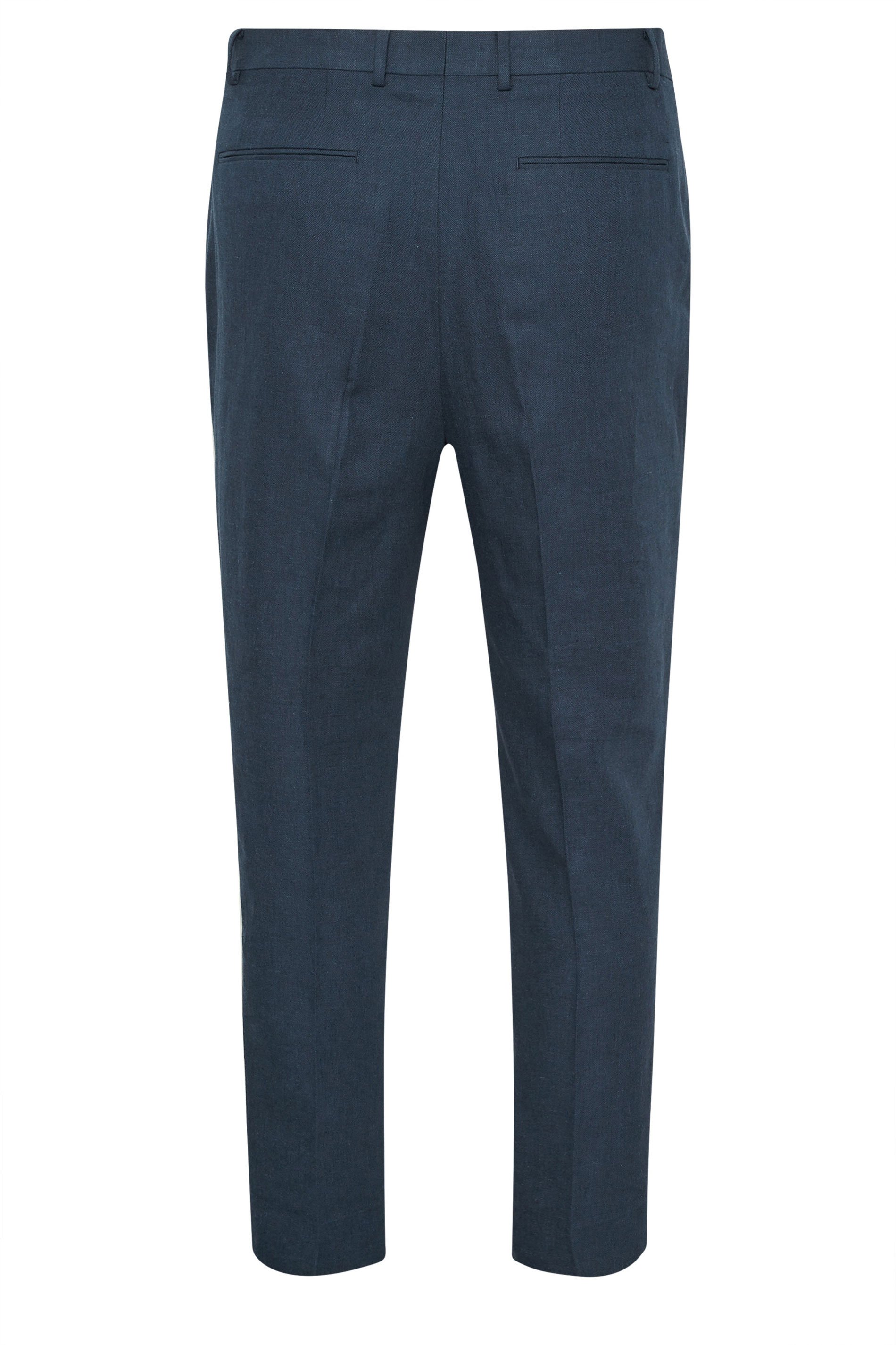 BadRhino Big & Tall Navy Blue Linen Suit Trousers | BadRhino 8