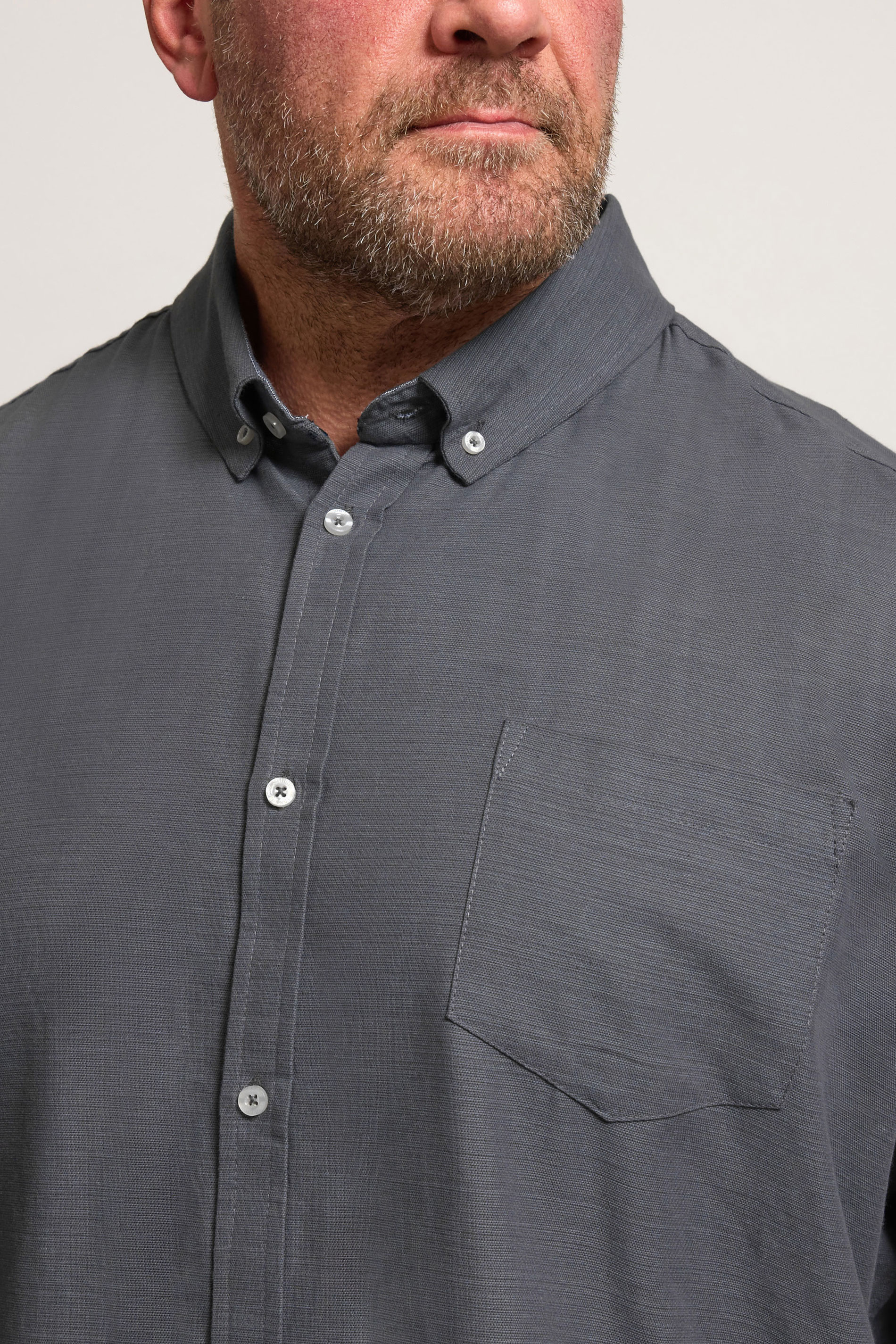 BadRhino Big & Tall Grey Long Sleeve Slub Shirt | BadRhino 5