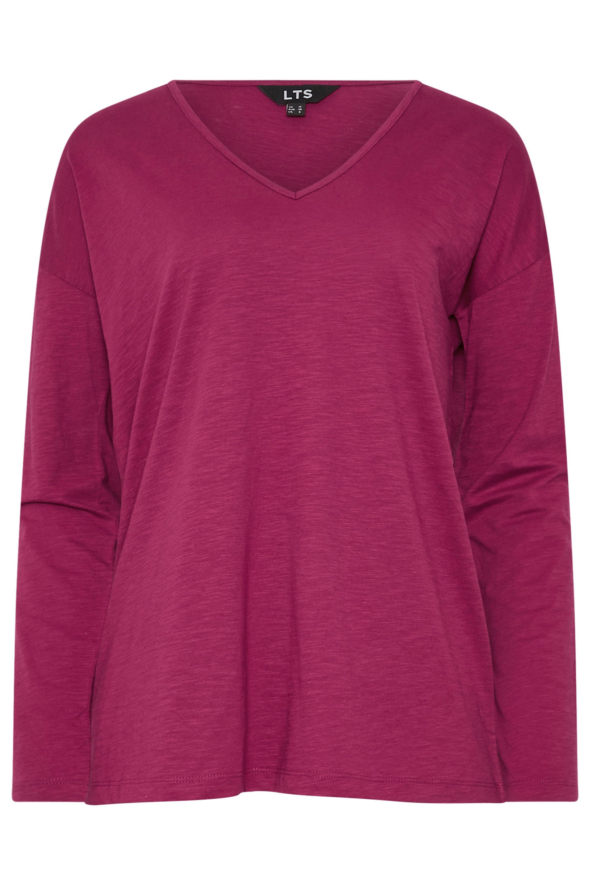 LTS Tall 2 PACK Berry Pink & Grey Long Sleeve T-Shirts | Long Tall Sally 9