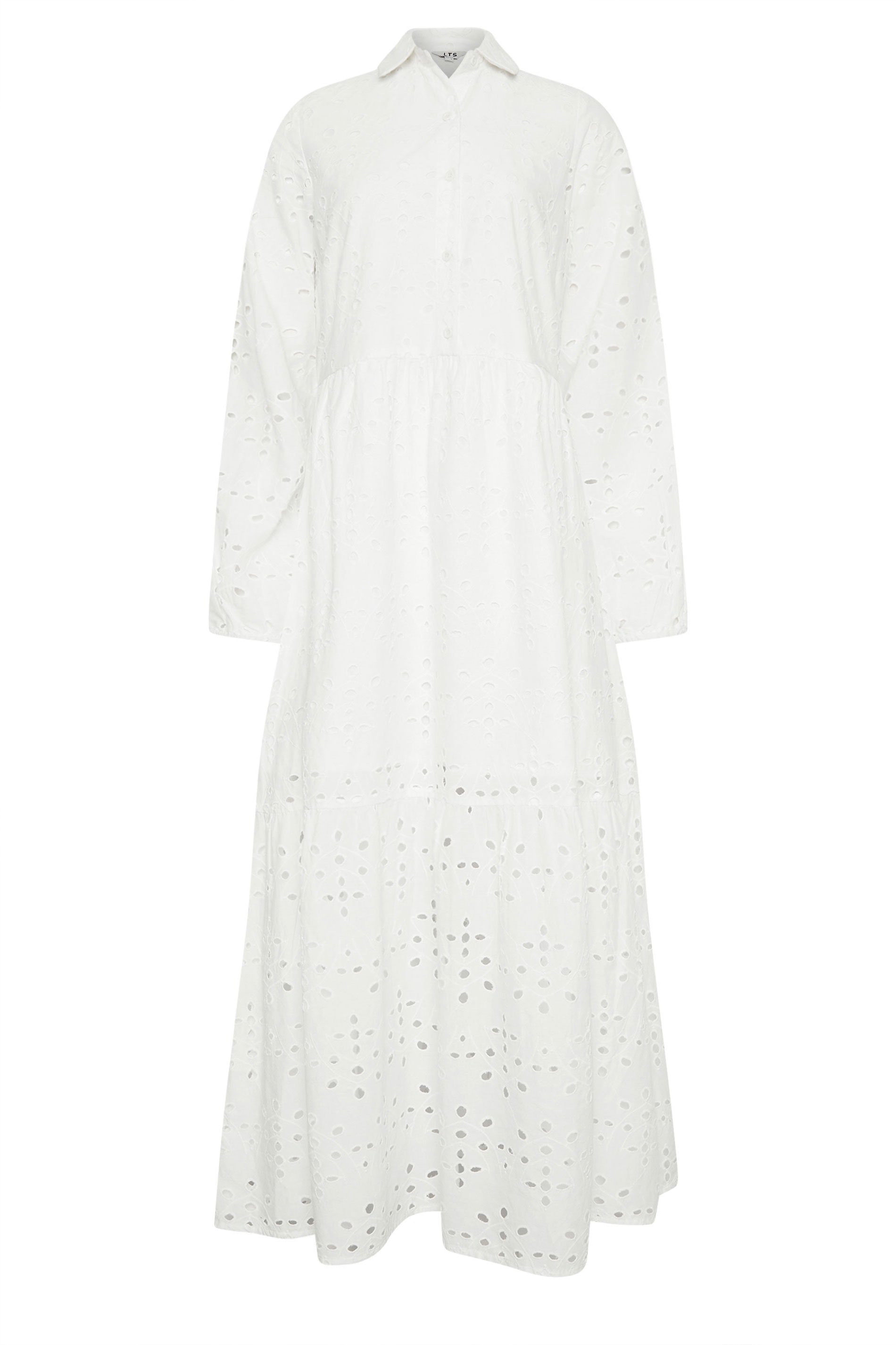 LTS Tall Women's White Broderie Anglaise Maxi Shirt Dress | Long Tall Sally 6