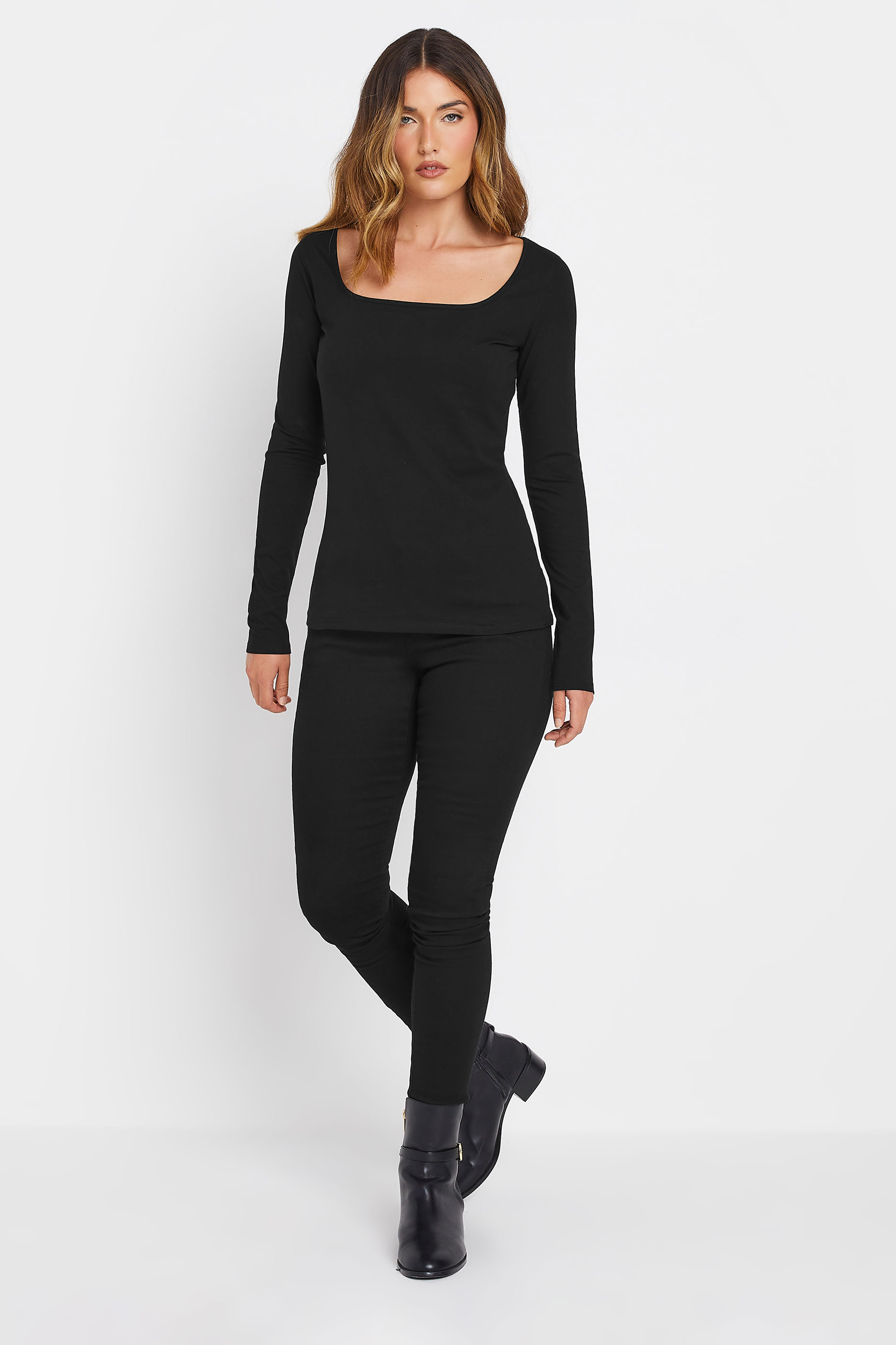 LTS Tall 2 PACK Black & Burgundy Red Square Neck Tops | Long Tall Sally 4