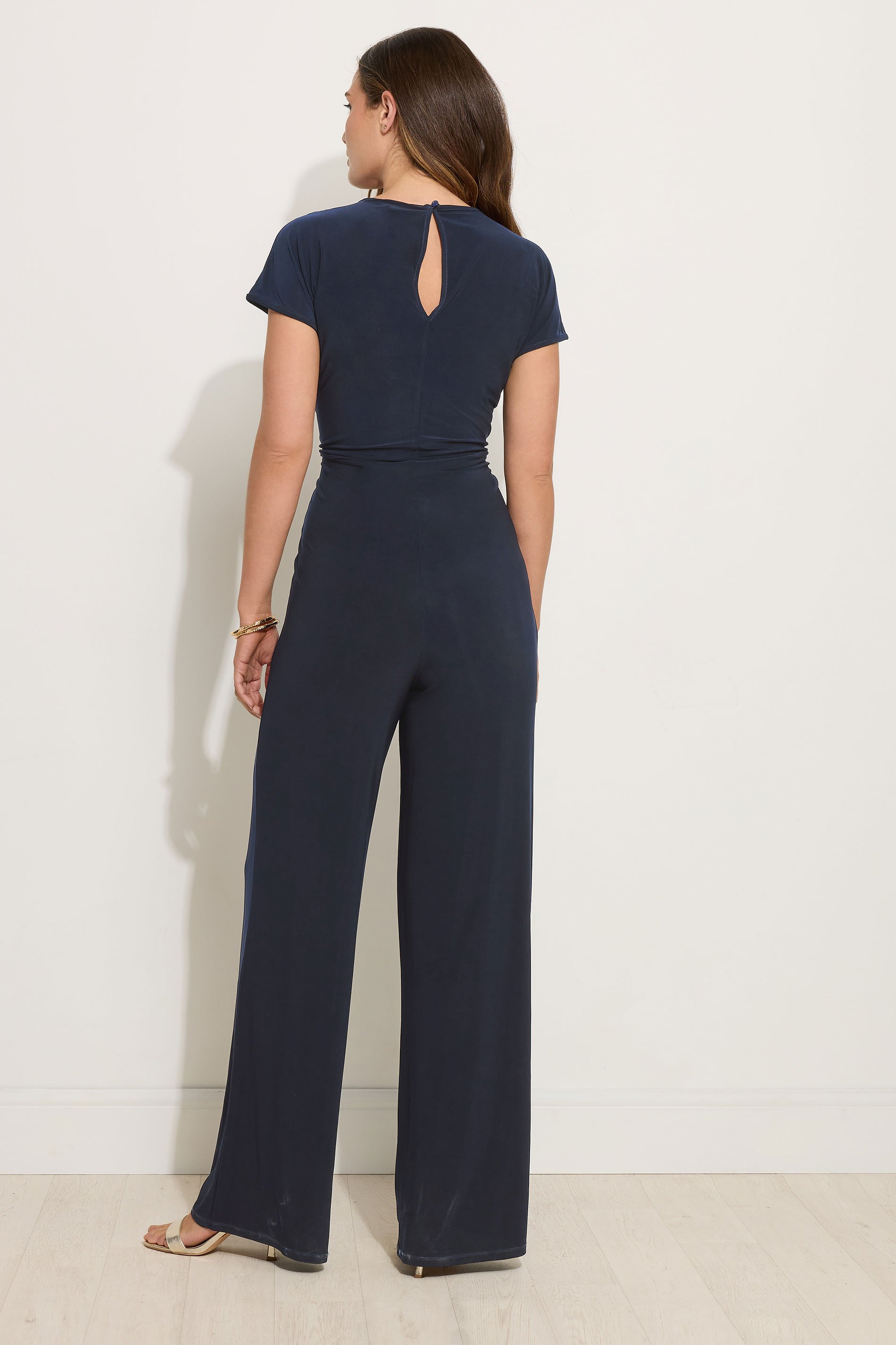 LTS Tall Navy Blue Twist Front Wide Leg Jumpsuit | Long Tall Sally 3