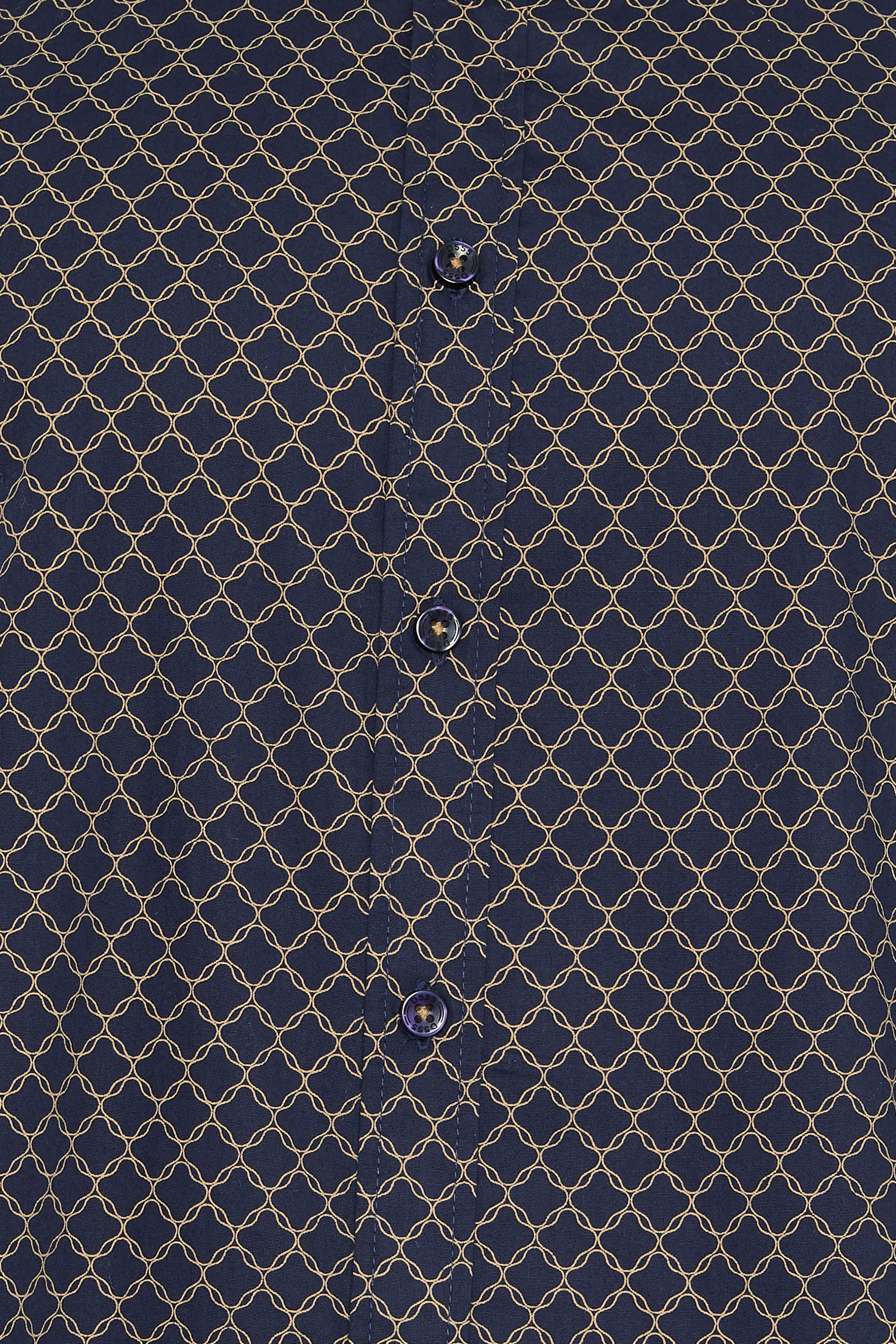D555 Big & Tall Navy Blue & Gold Geometric Print Shirt | BadRhino 3