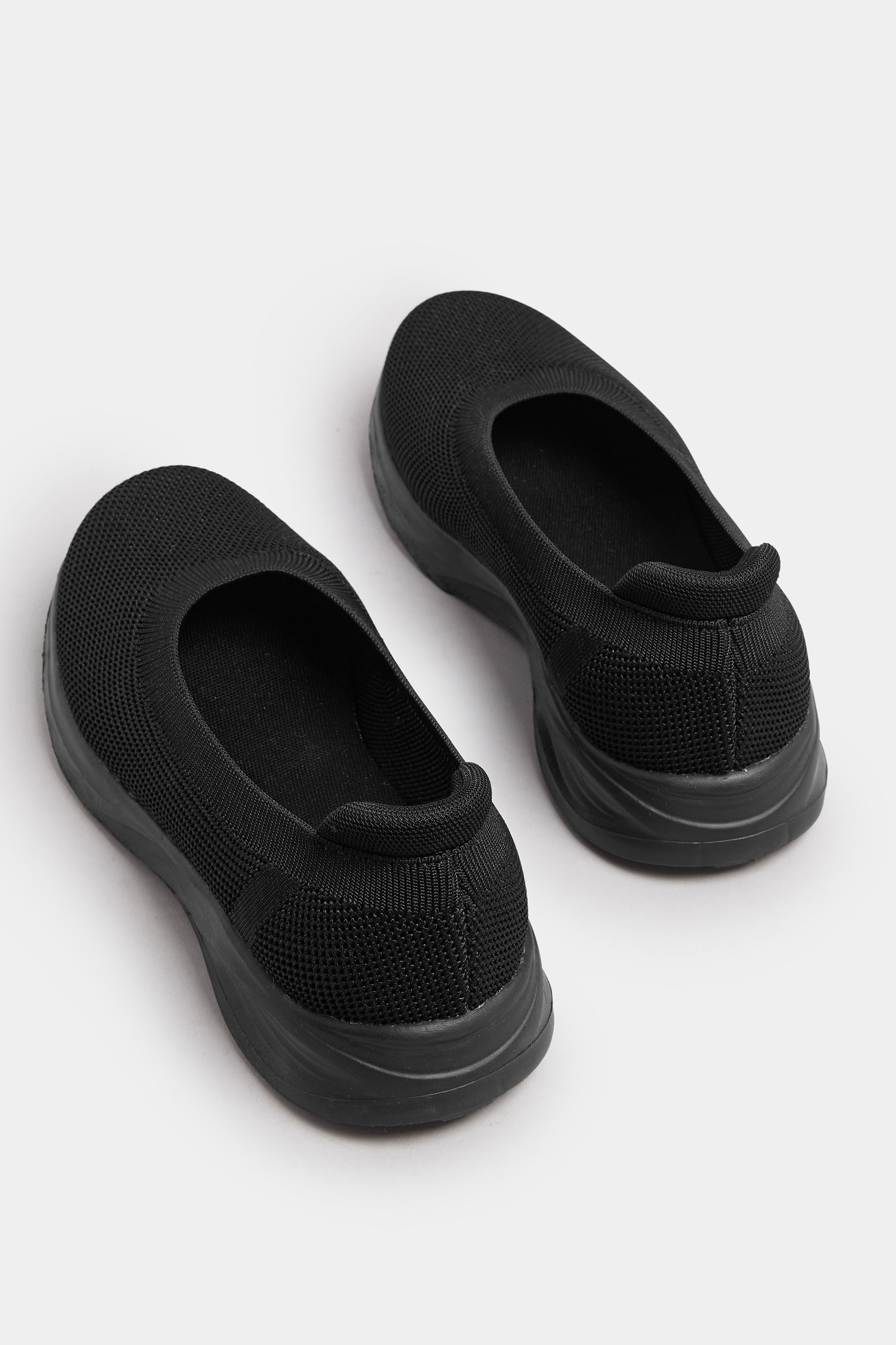 Black Slip On Knit Trainers In Extra Wide EEE Fit | Yours Clothing 4