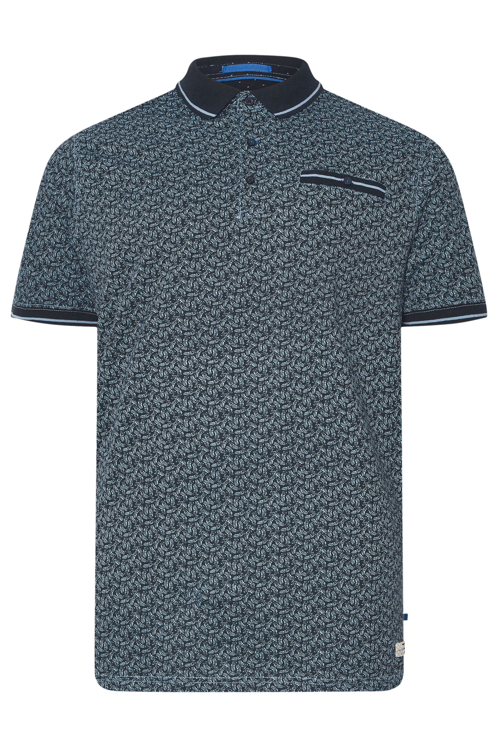 D555 Big & Tall Navy Blue Abstract Print Polo Shirt | BadRhino 3