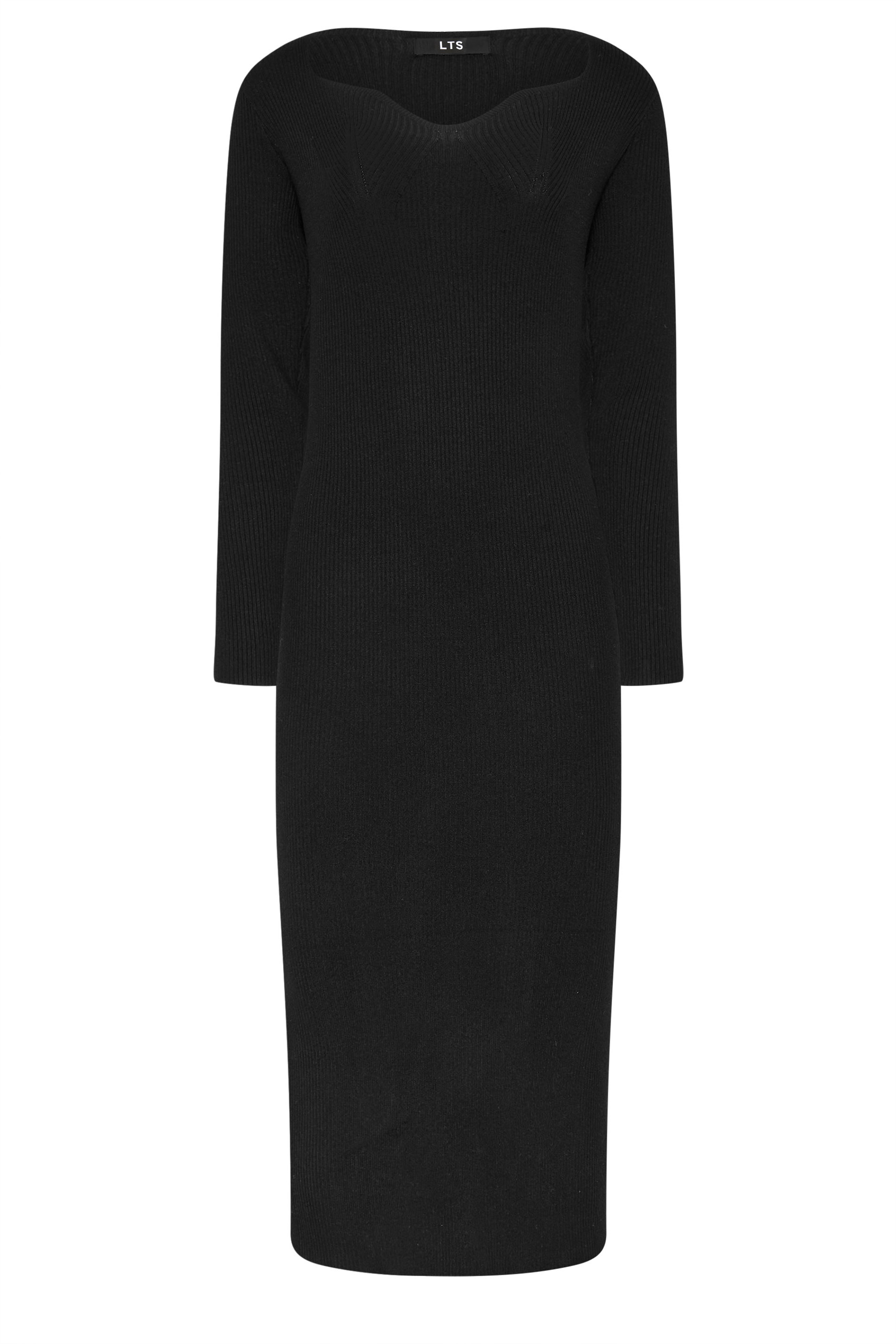 LTS Tall Black Sweetheart Neck Knitted Dress | Long Tall Sally 6