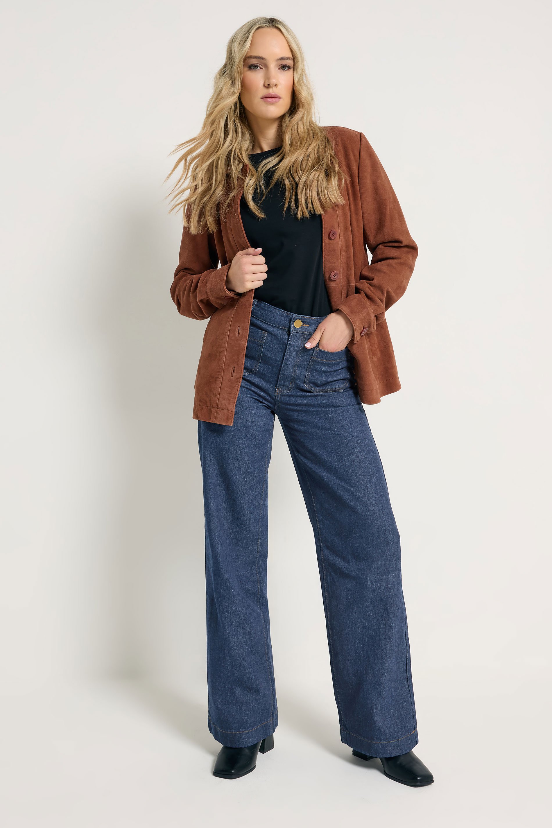 LTS Tall Womens Indigo Blue Pocket Detail Wide Leg Jeans | Long Tall Sally 6