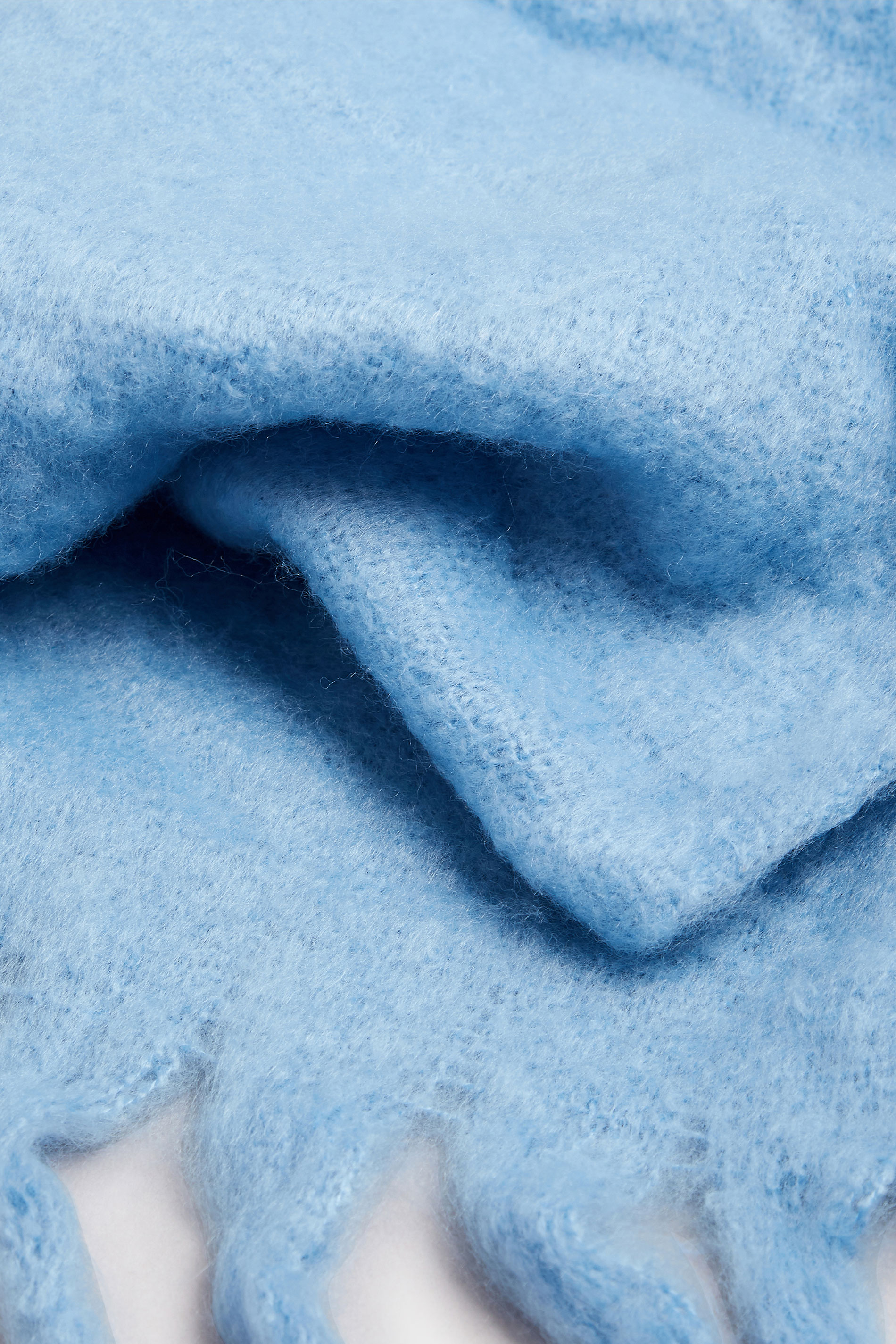 Light Blue Tassel Trim Chunky Scarf | Yours Clothing 3