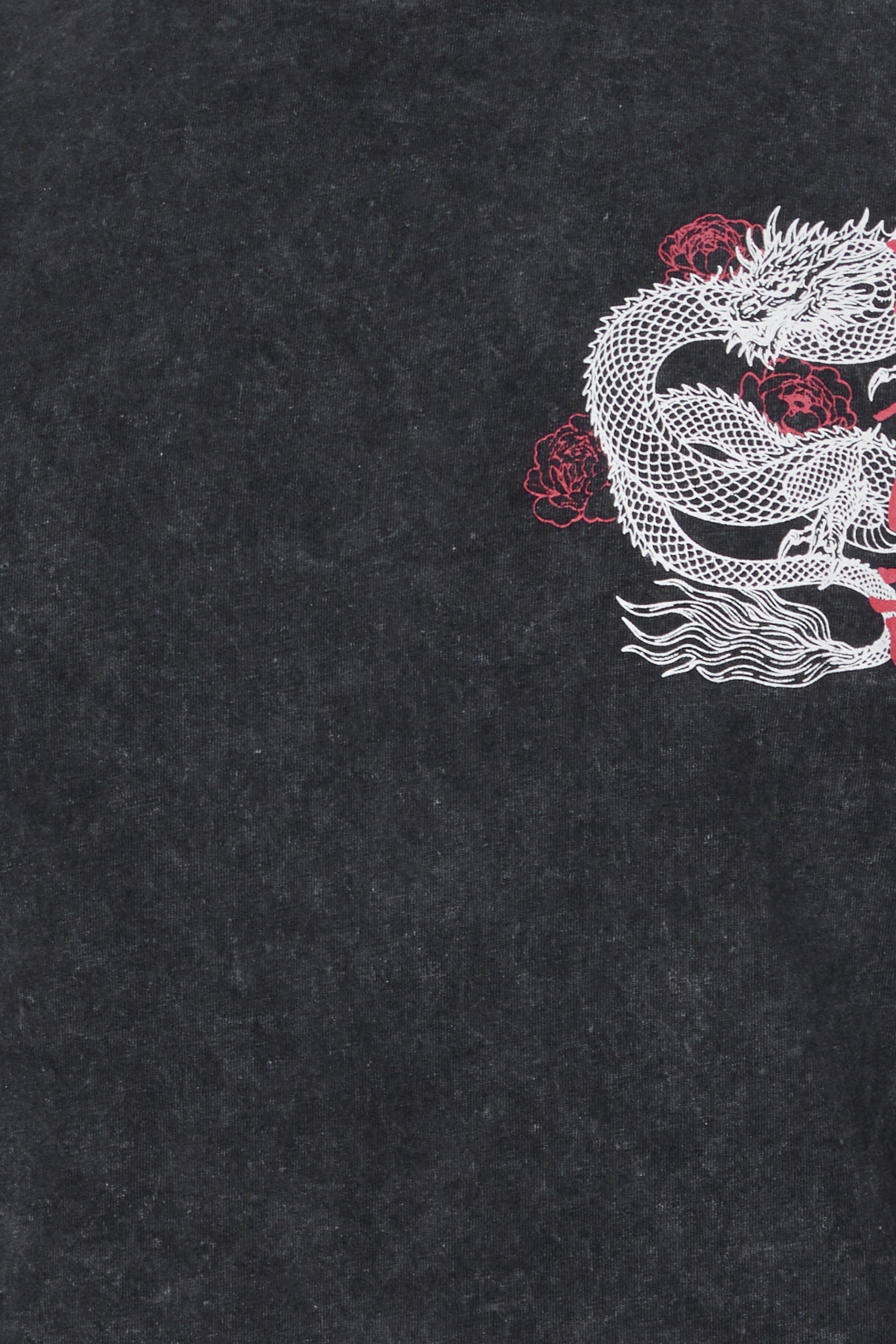 BadRhino Big & Tall Black Extra Long Acid Wash Dragon Graphic T-Shirt | BadRhino 8