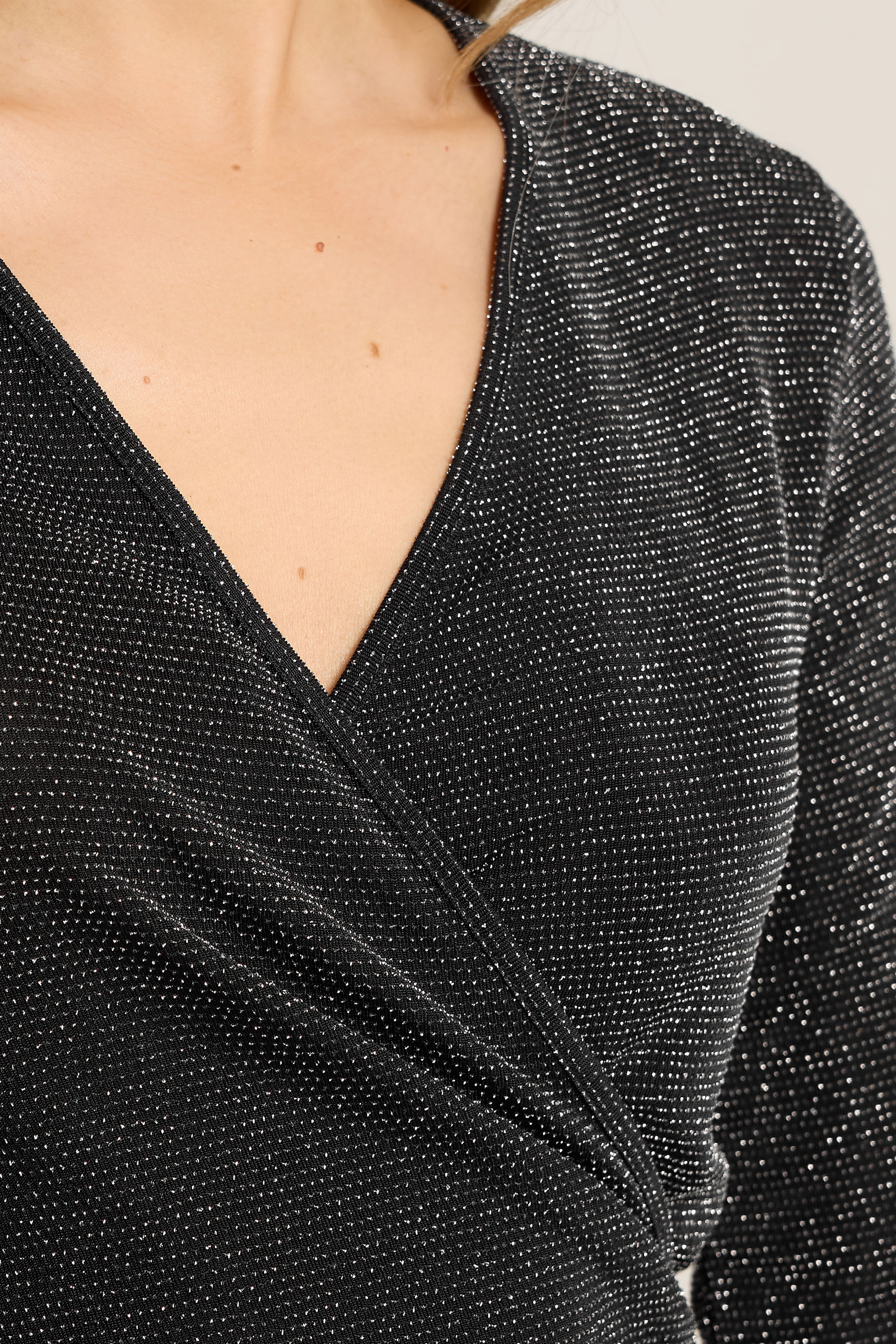 LTS Tall Black Glitter Wrap Top | Long Tall Sally 4