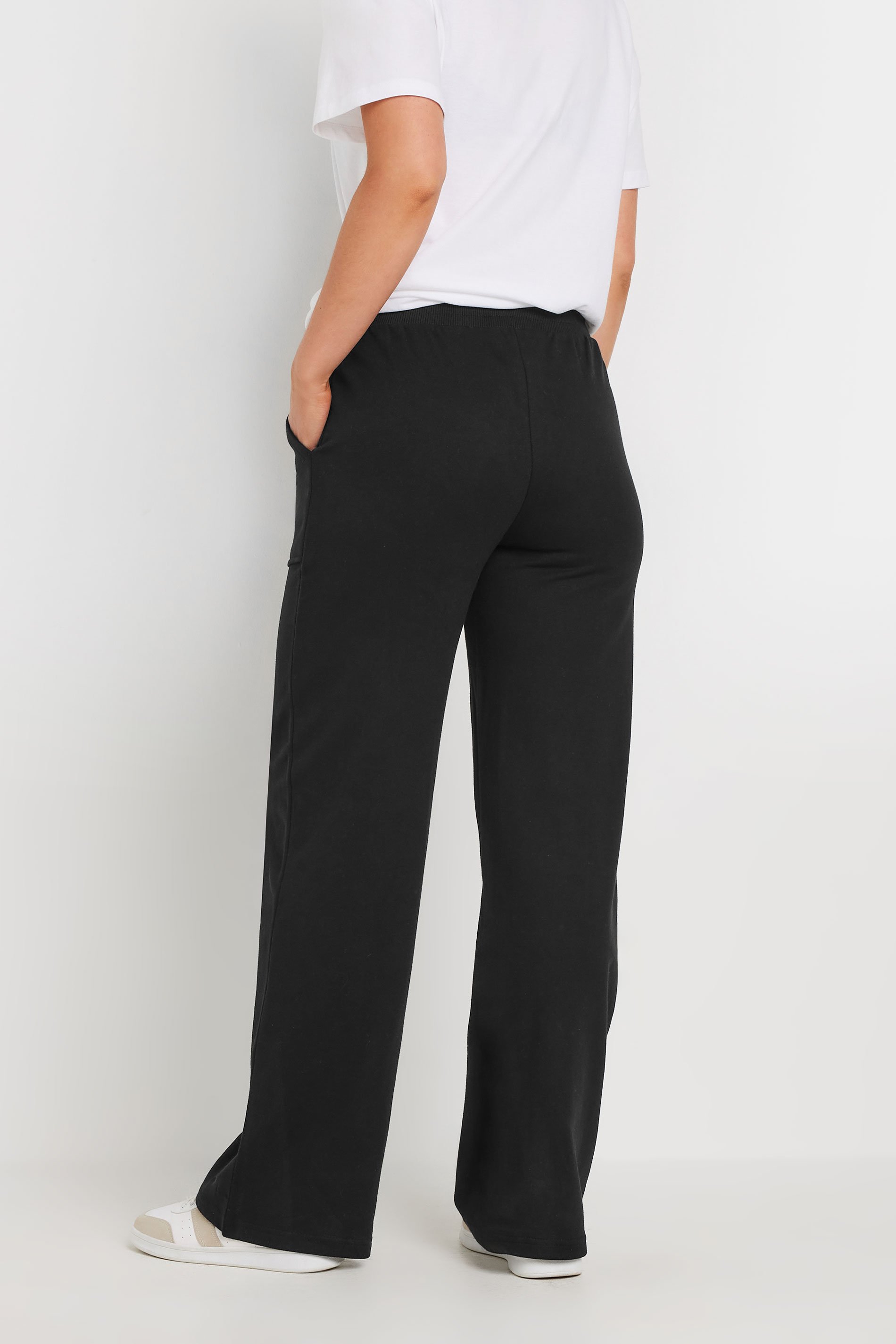 LTS Tall Black Pocket Patch Wide Leg Joggers | Long Tall Sally 4