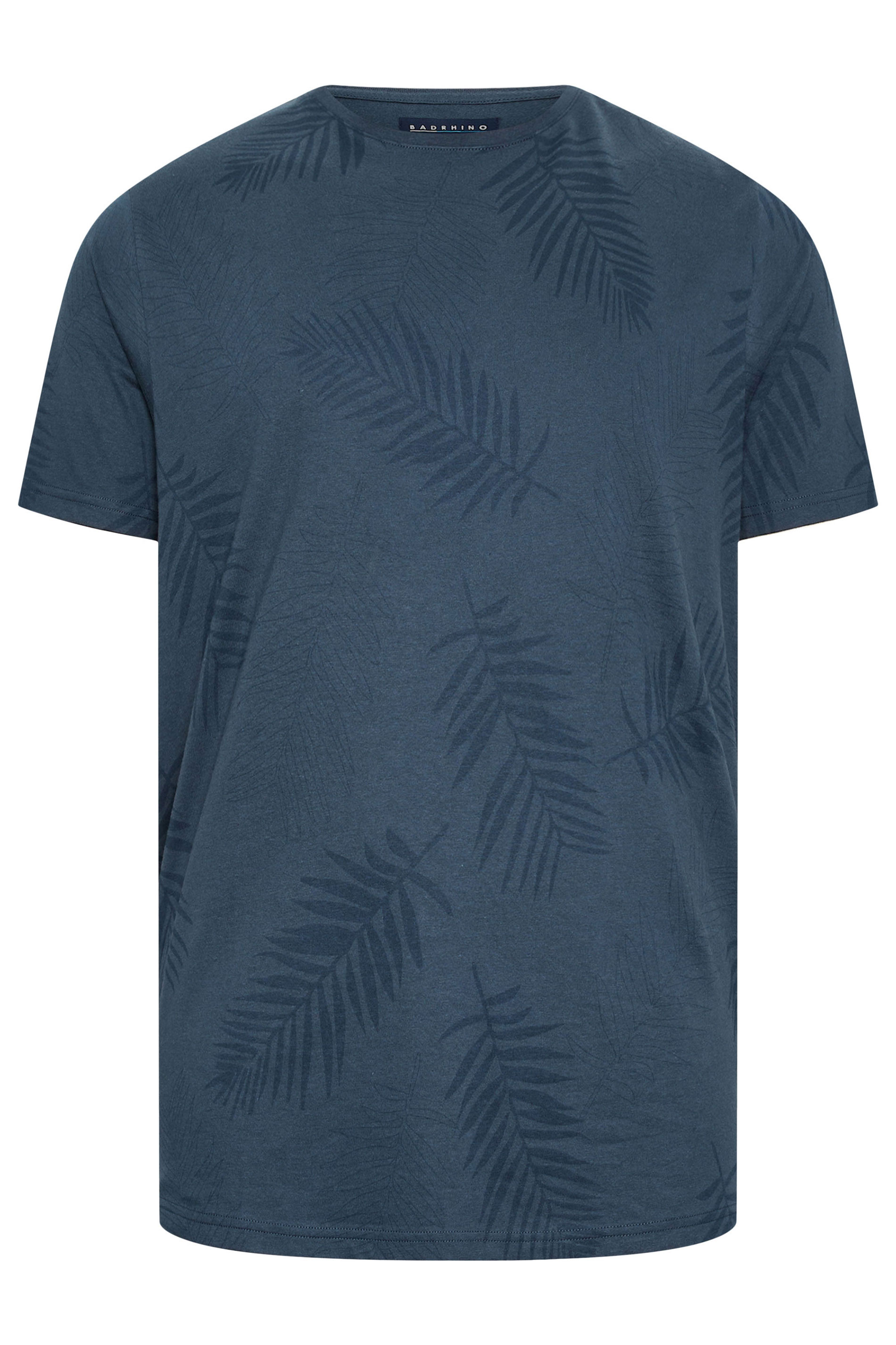 BadRhino Big & Tall Navy Blue Leaf Print T-Shirt | BadRhino 4