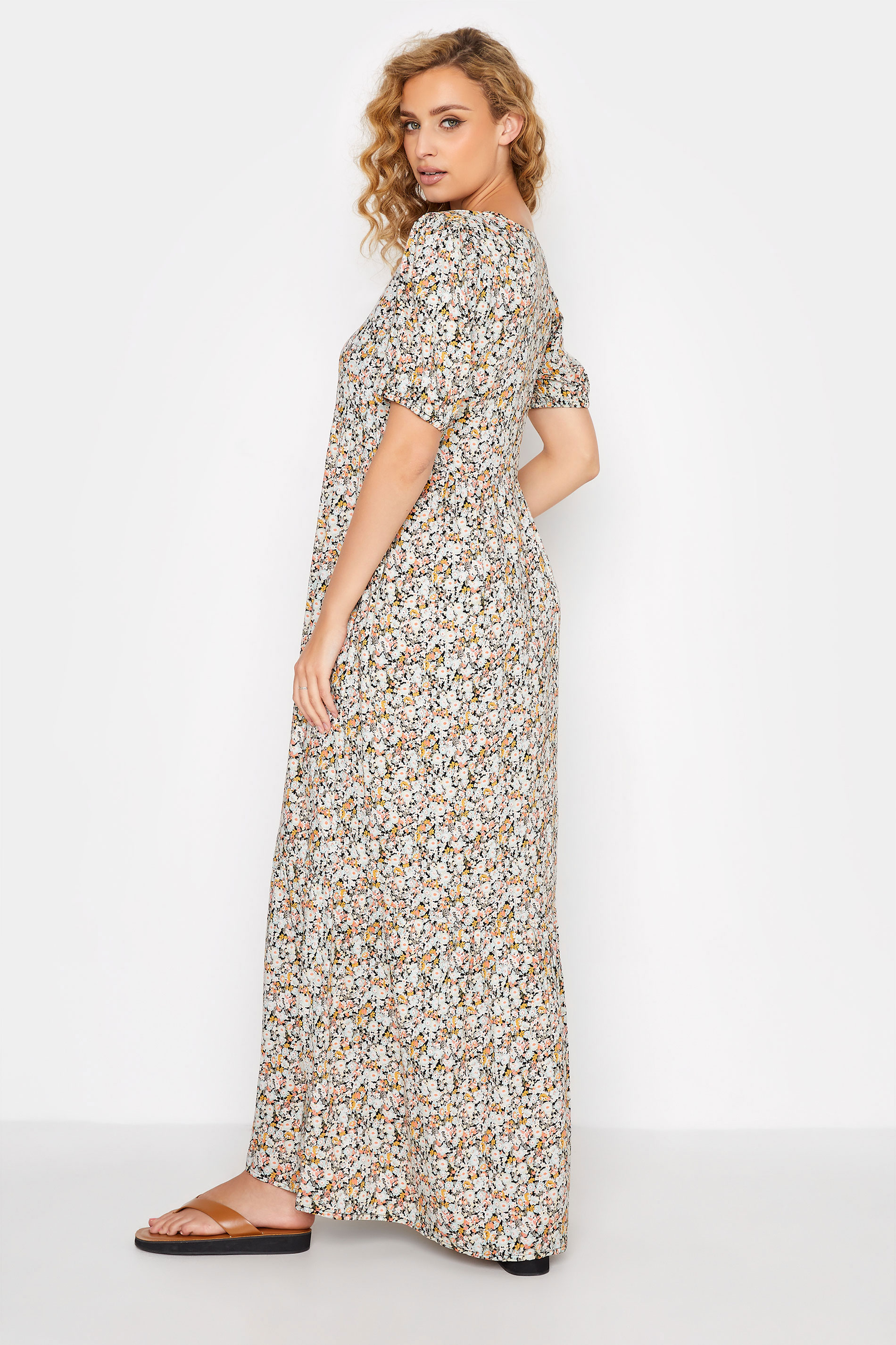 Tall Women's LTS Beige Brown Floral Print Tiered Midaxi Dress | Long Tall Sally  3