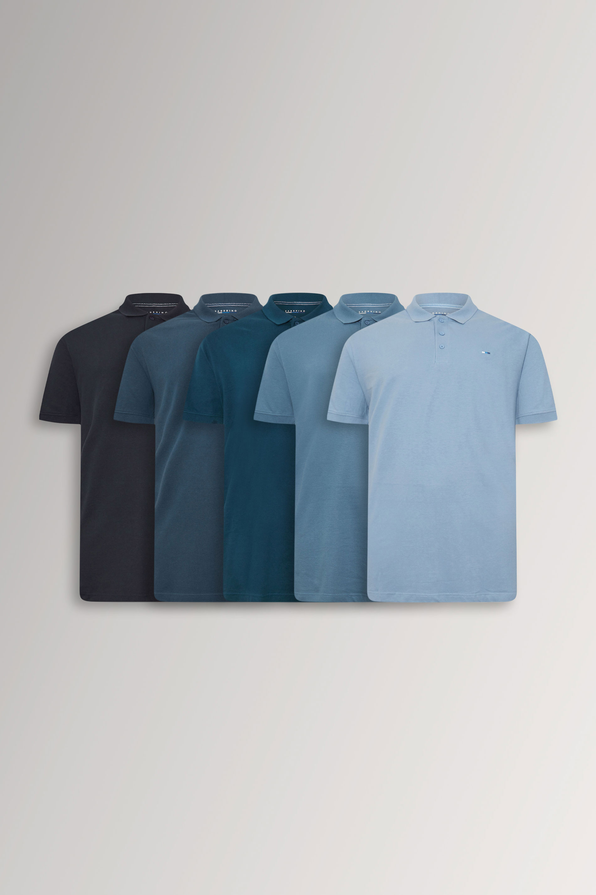 BadRhino Big & Tall 5 PACK Navy Blue & Light Blue Polo Shirts | BadRhino 3