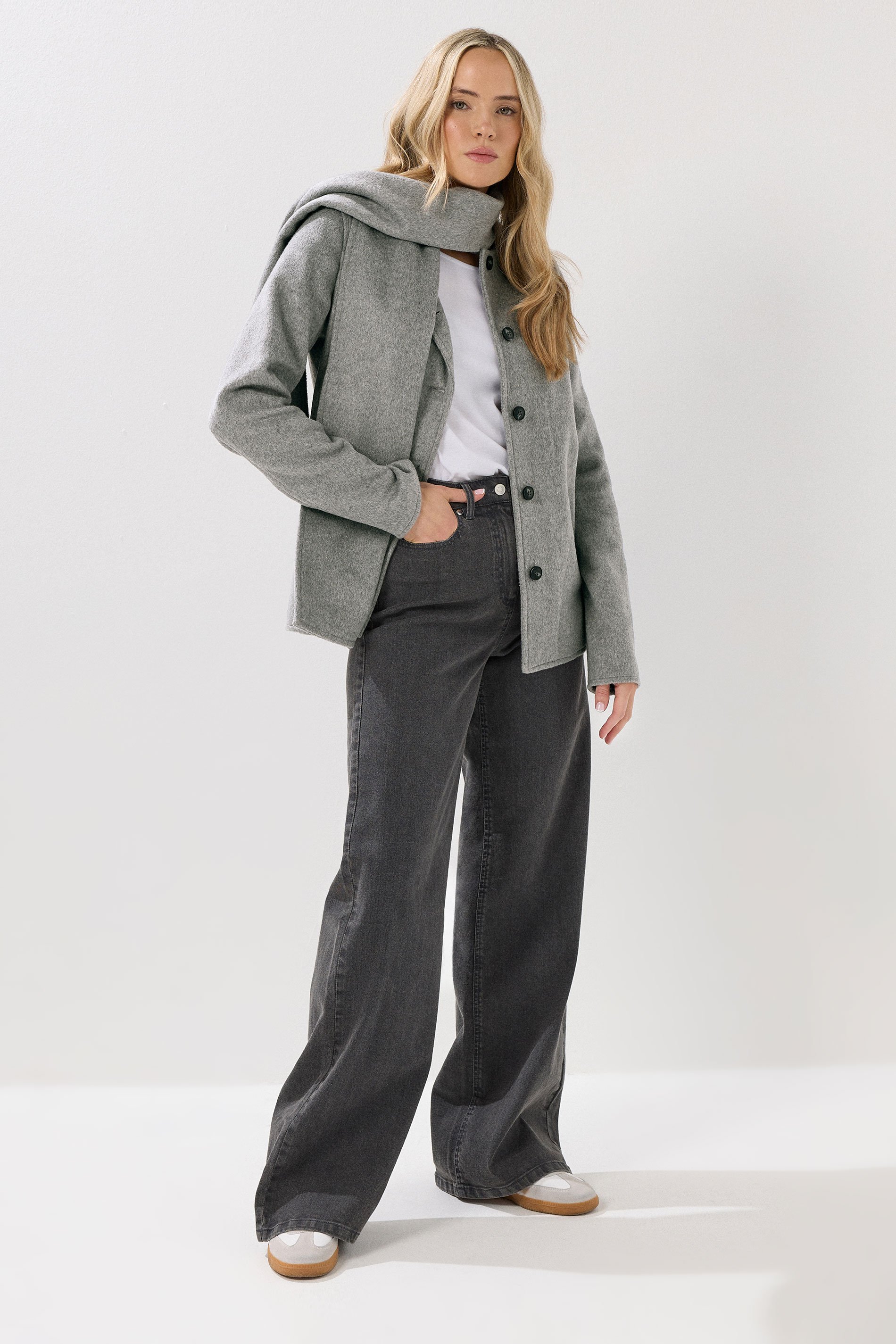 LTS Tall Grey Formal Scarf Coat | Long Tall Sally 2
